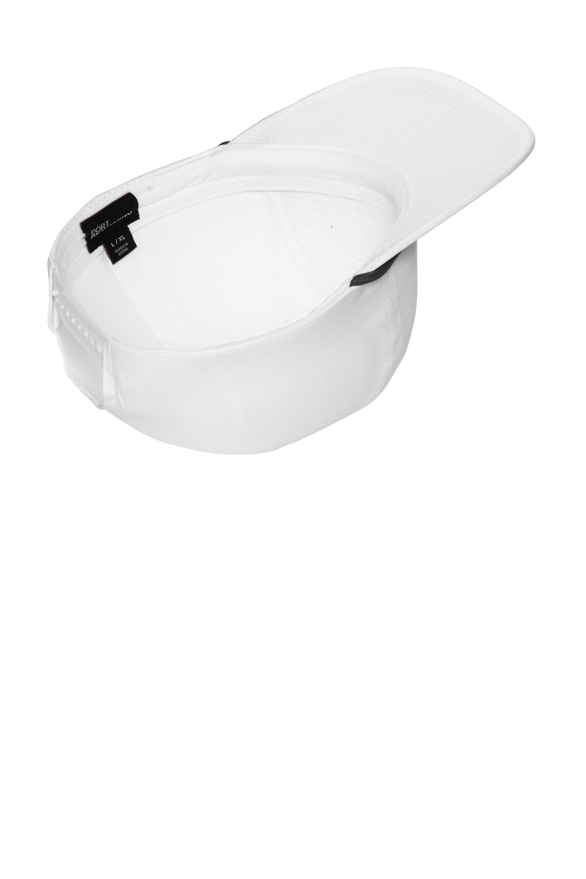 Inside View of White/Blk Port Authority Snapback Five-Panel Rope Cap C962