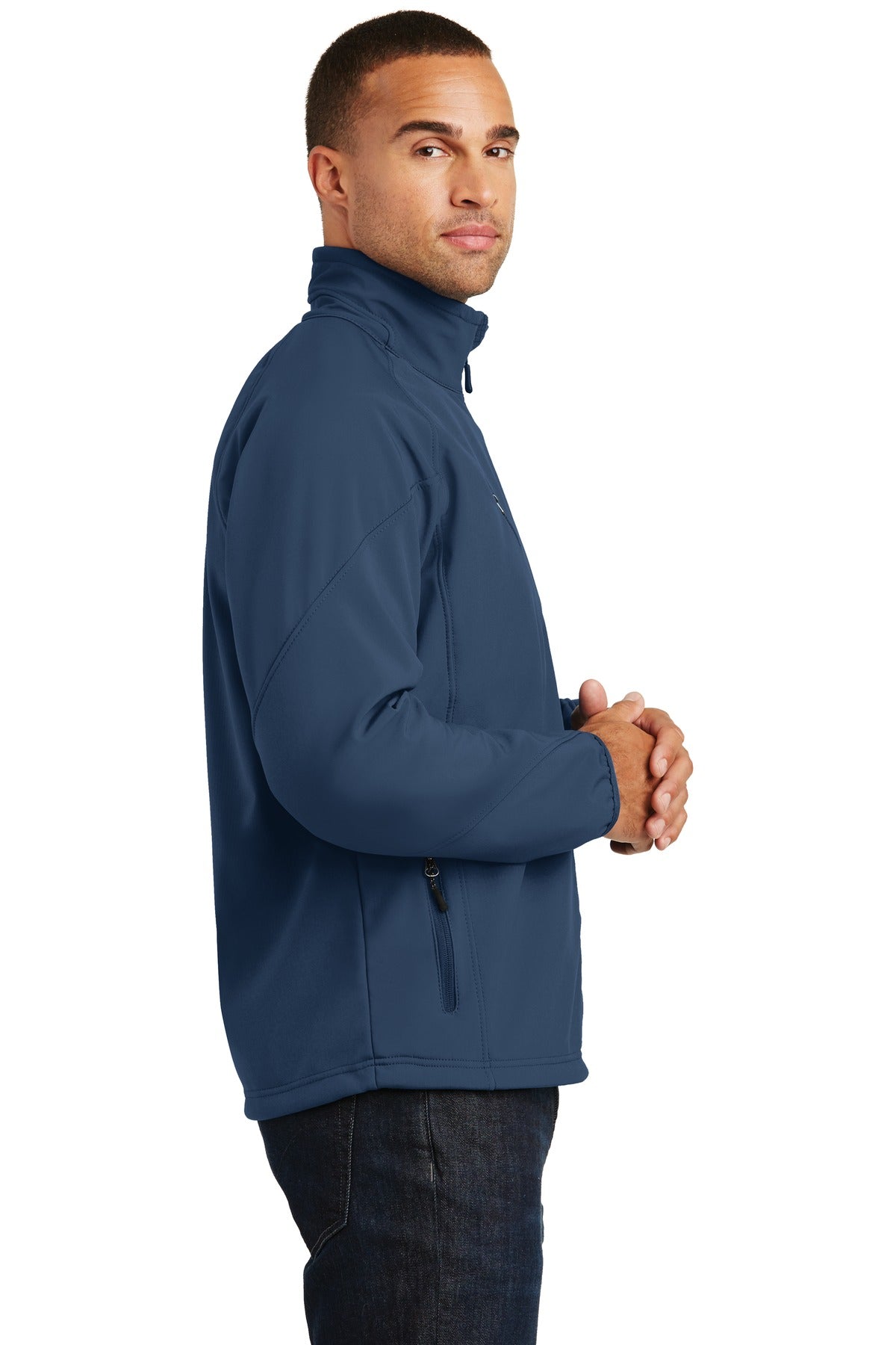 Insignia Blue Port Authority Textured Soft Shell Jacket. J705
