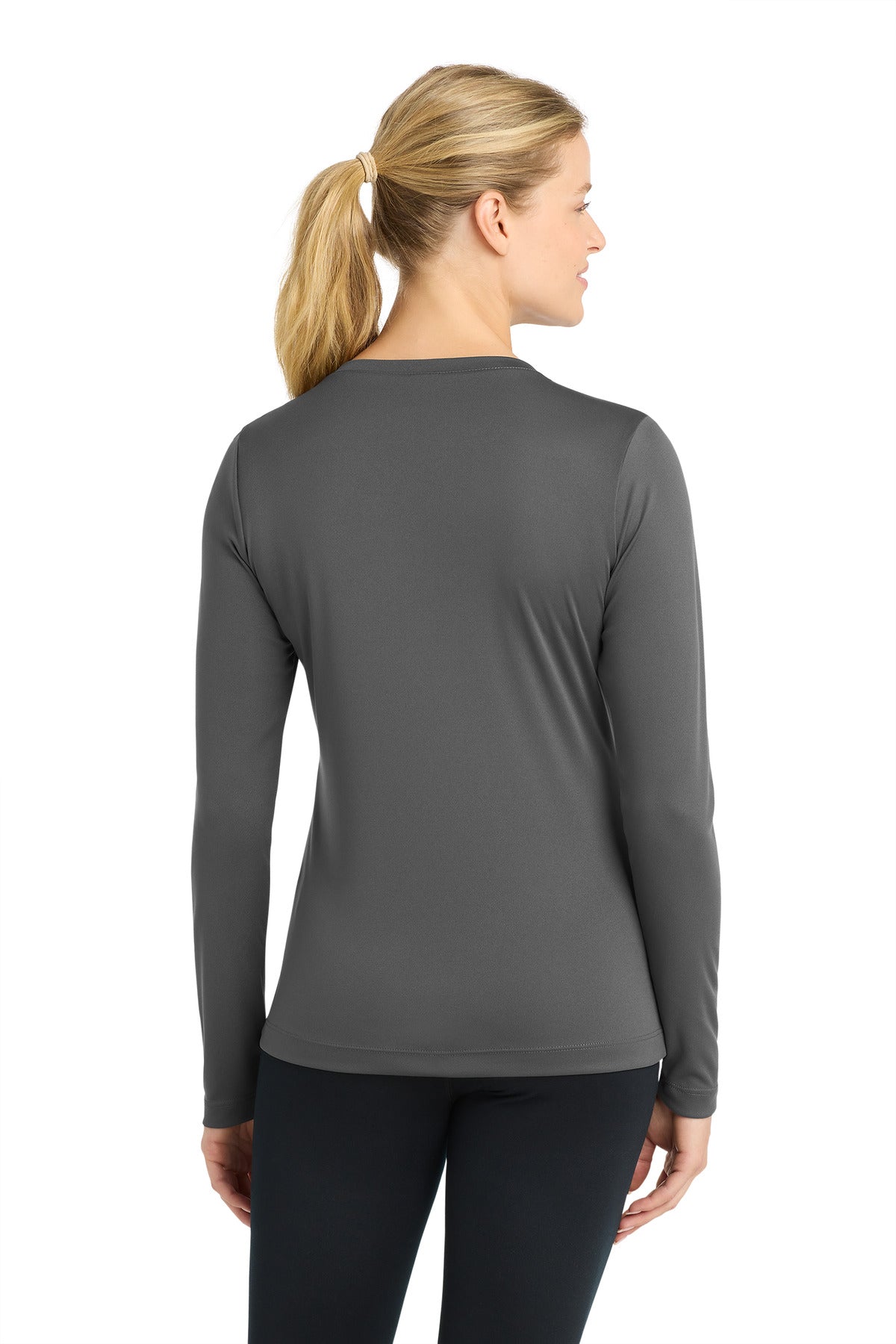 Iron Grey Sport-Tek Women's Long Sleeve PosiCharge Competitor V-Neck Tee. LST353LS