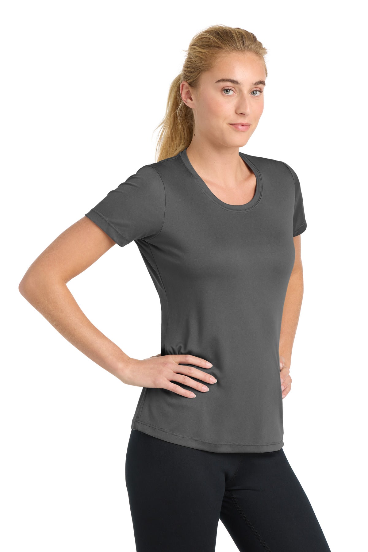 Iron Grey Sport-Tek Women's PosiCharge Competitor Tee. LST350