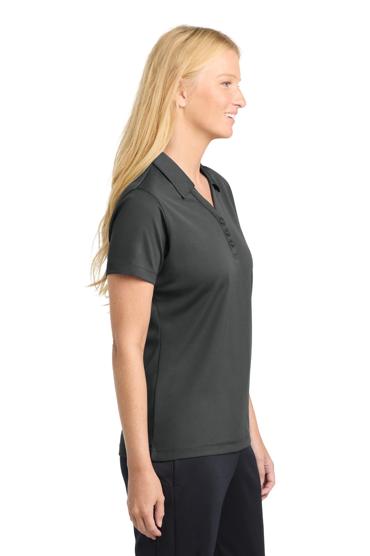 Iron Grey Sport-Tek Women's PosiCharge Micro-Mesh Polo. LST680