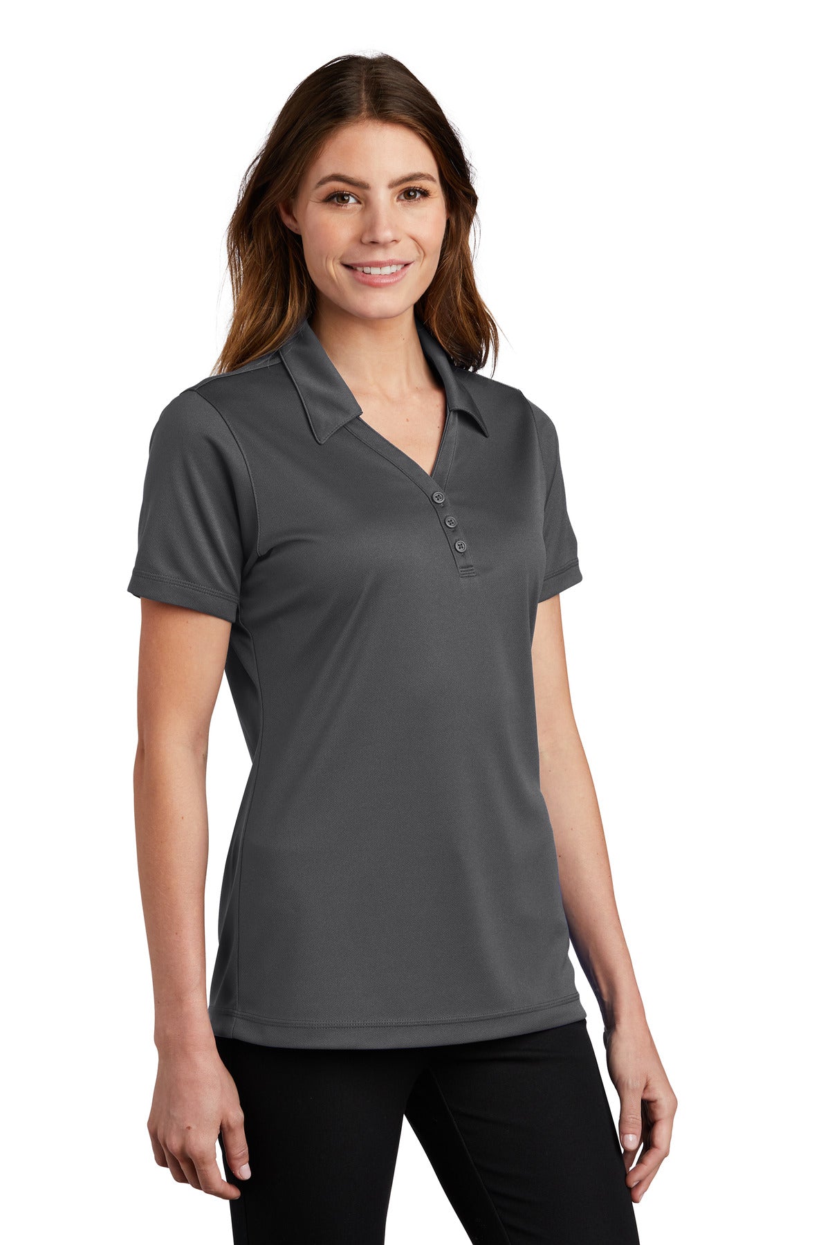 Iron Grey Sport-Tek Women's PosiCharge Micro-Mesh Polo. LST680