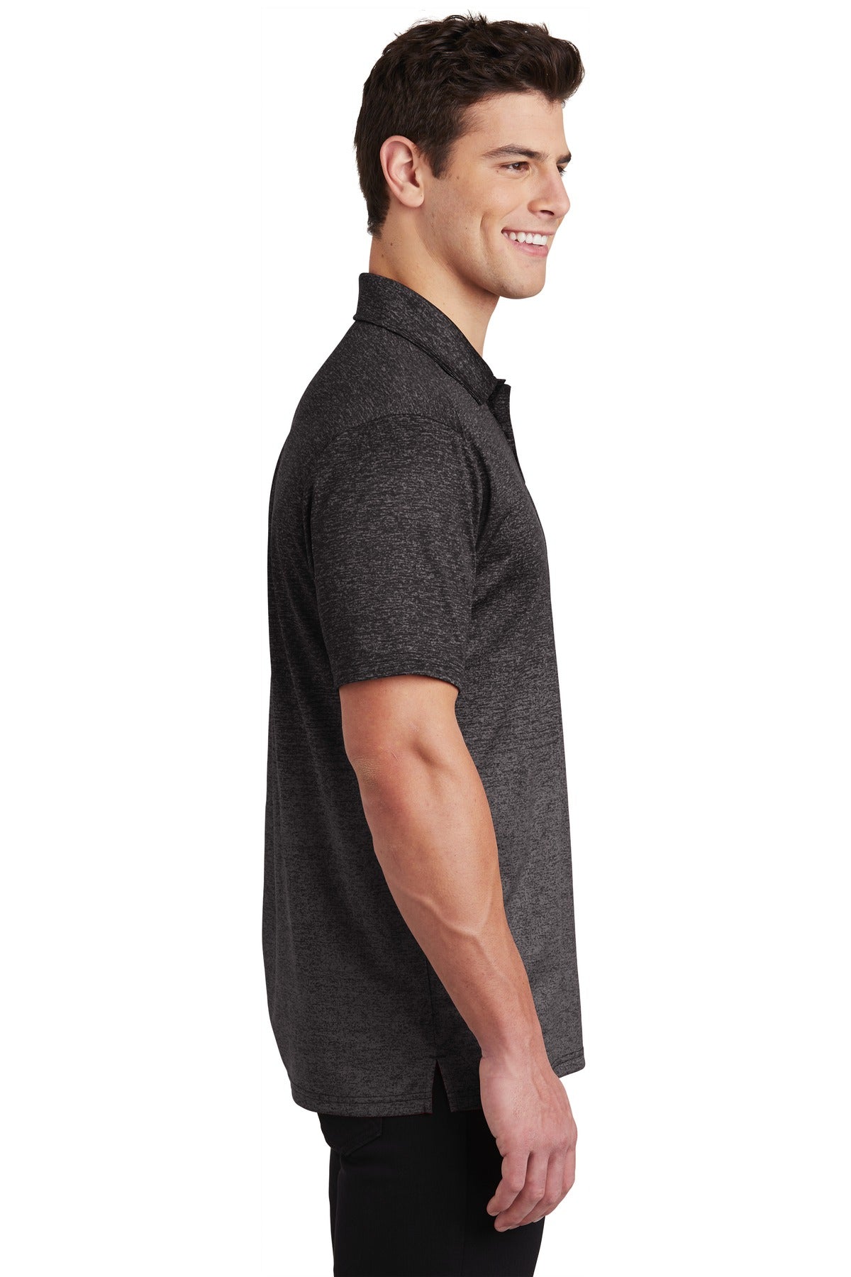 Iron Grey/Blk Sport-Tek Ombre Heather Polo. ST671