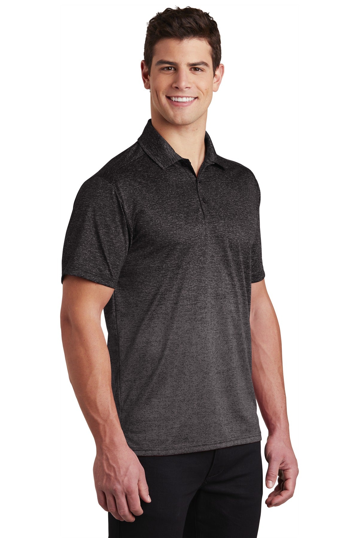 Iron Grey/Blk Sport-Tek Ombre Heather Polo. ST671