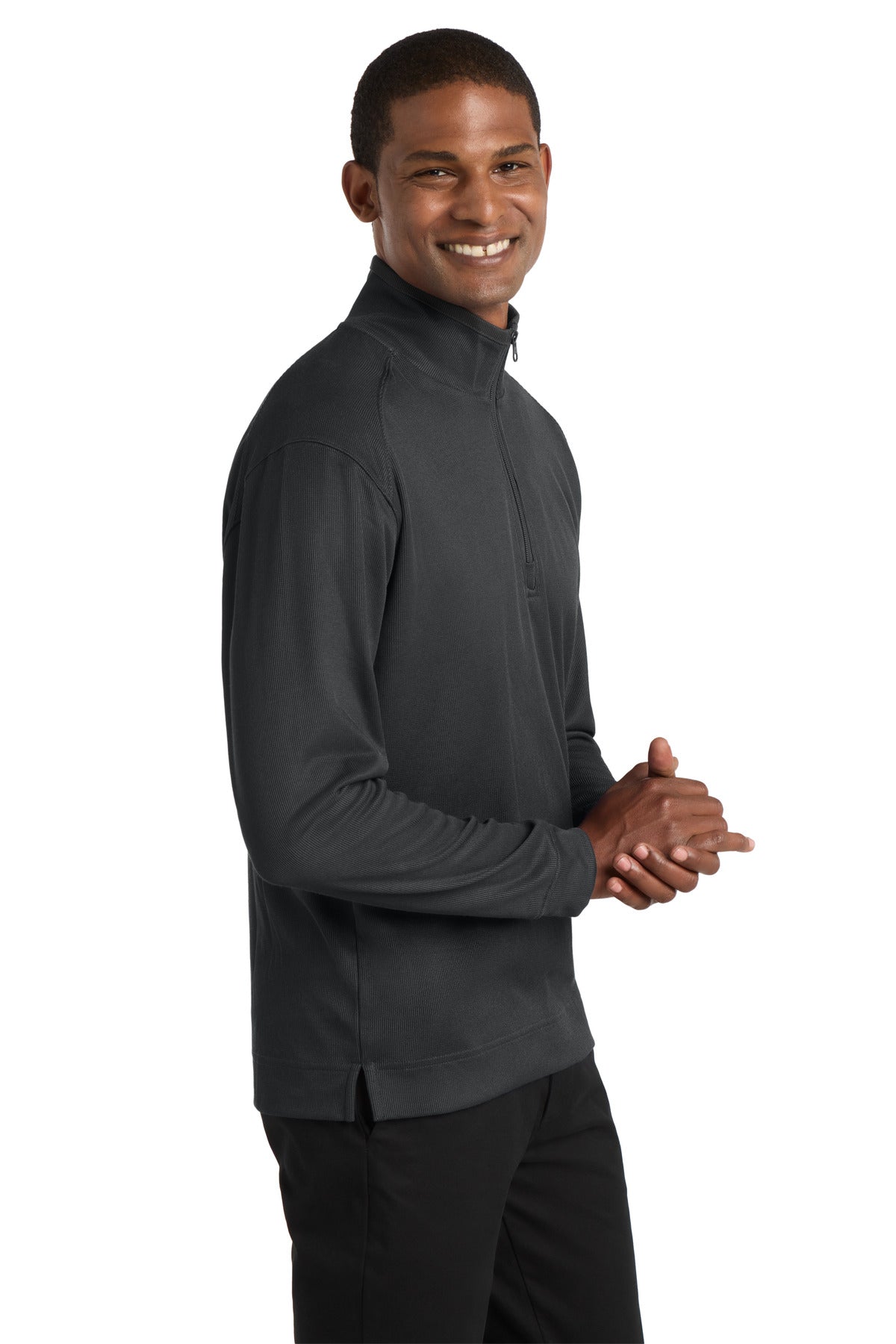Iron Gry/Black Port Authority Vertical Texture 1/4-Zip Pullover. K805