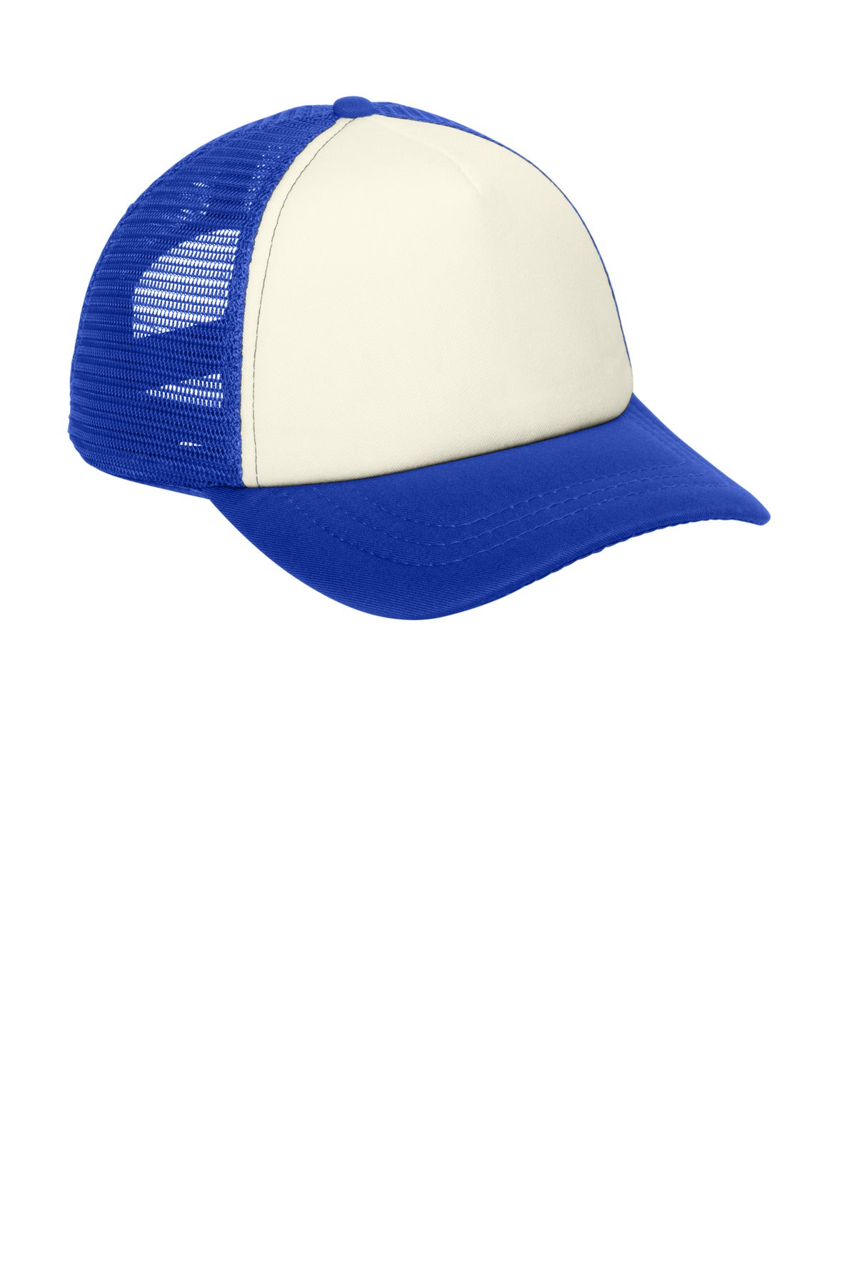 Ivory/Royal Port Authority 5-Panel Twill Foam Trucker Cap. C936