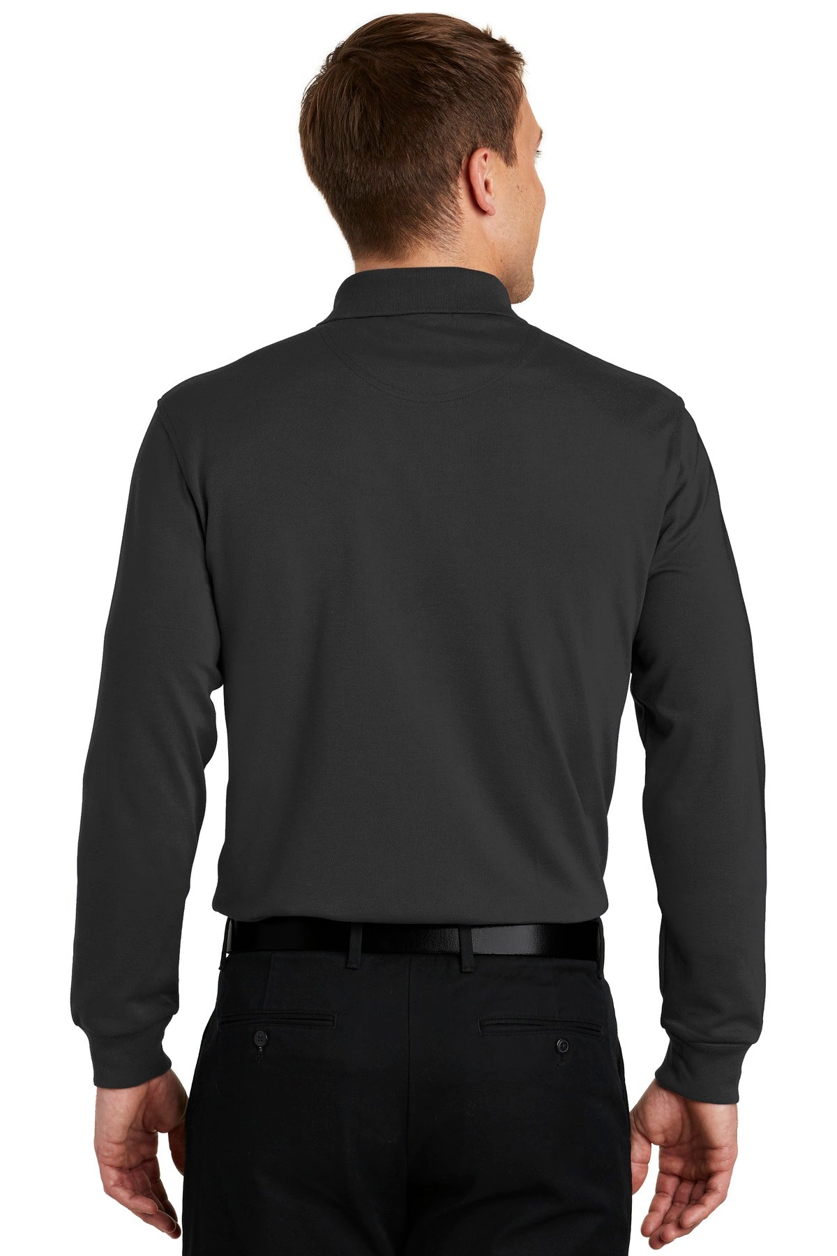 Jet Black Port Authority Rapid Dry Long Sleeve Polo. K455LS