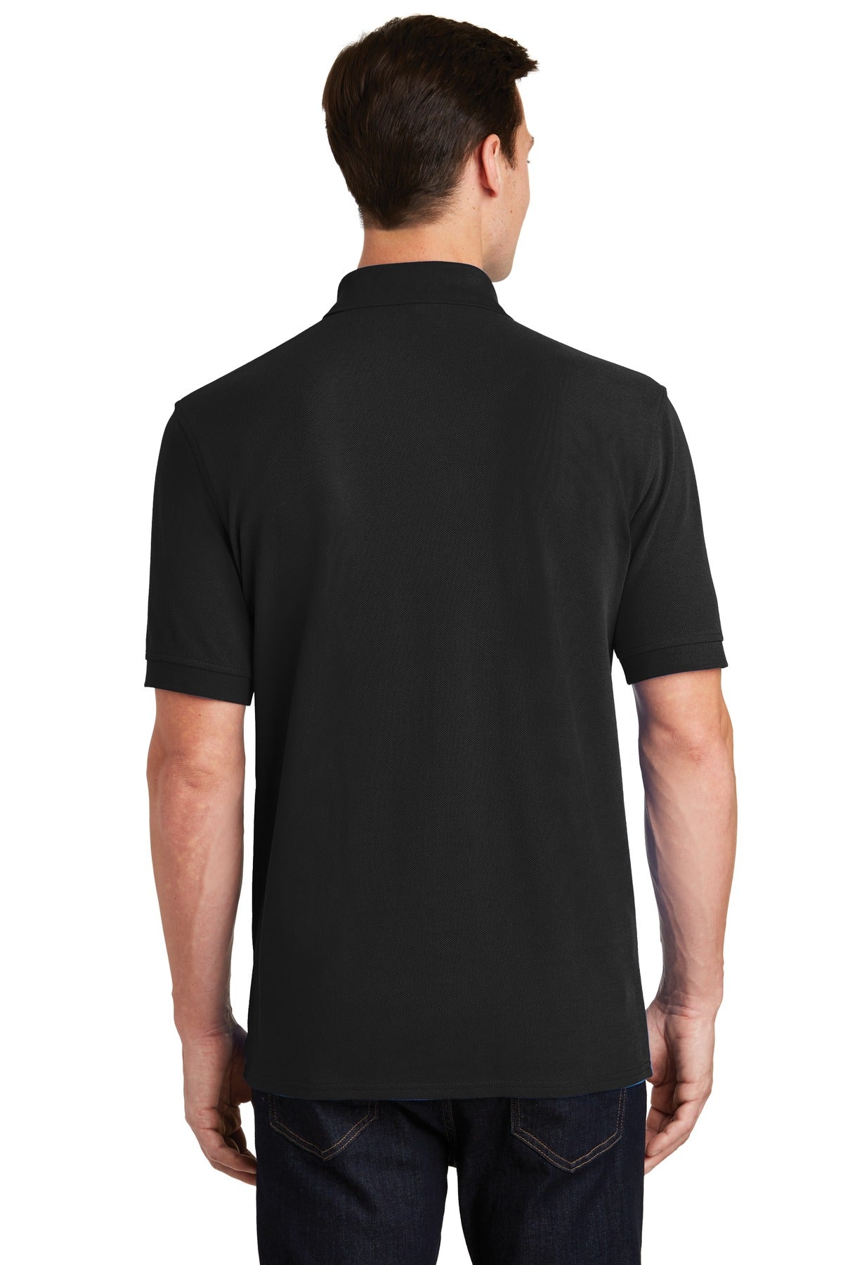 Jet Black Port & Company Combed Ring Spun Pique Polo. KP1500