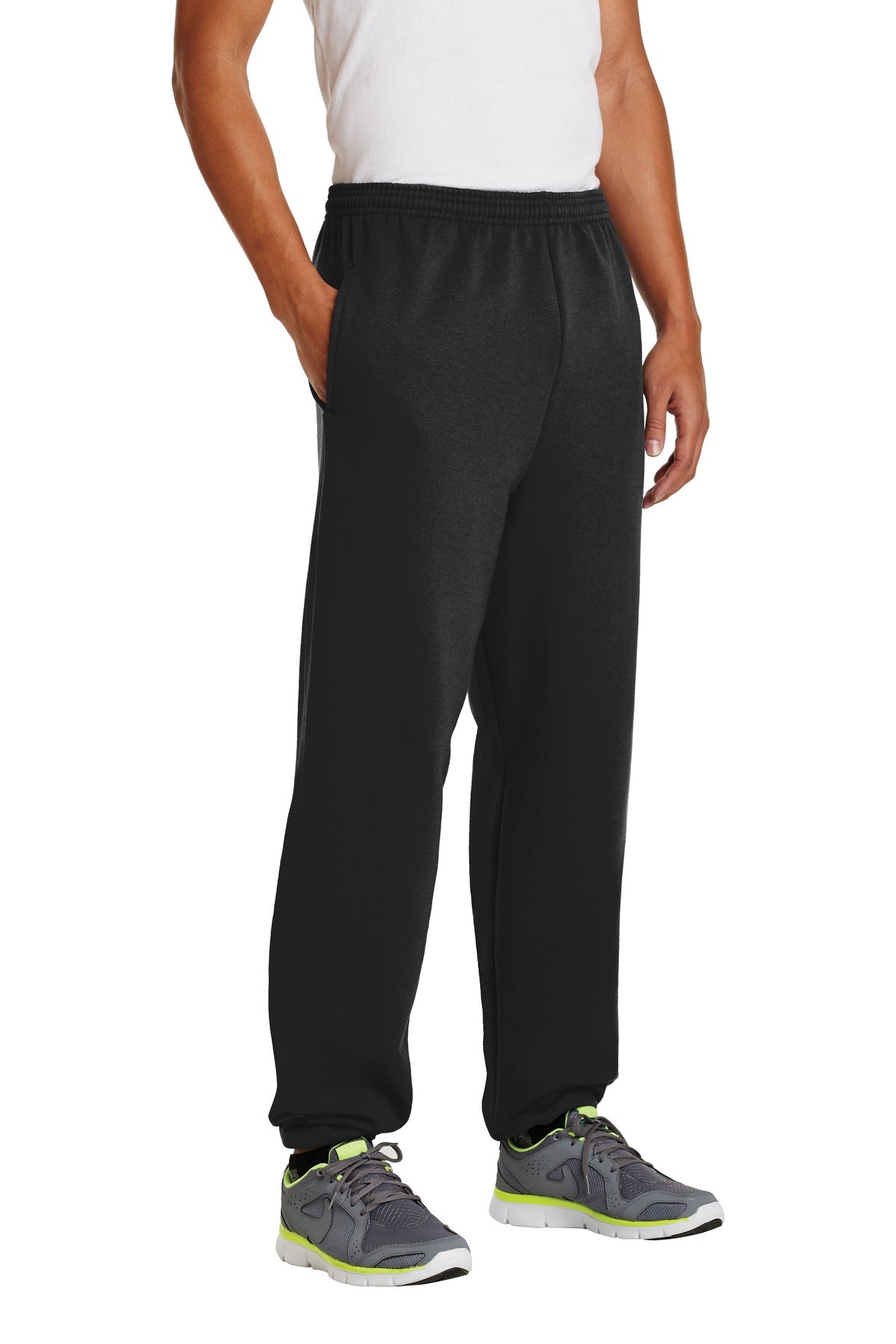 Jet Black Port & Company - Essential Fleece Sweatpant with Pockets. PC90P