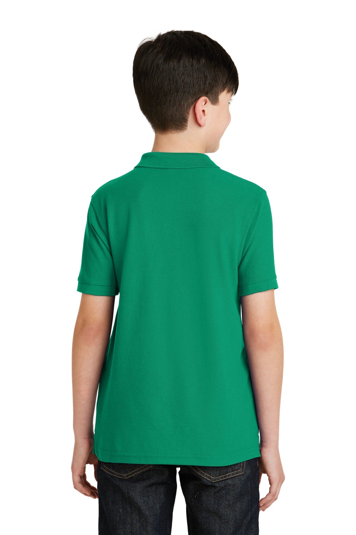 Kelly Green Port Authority Youth Silk Touch Polo. Y500