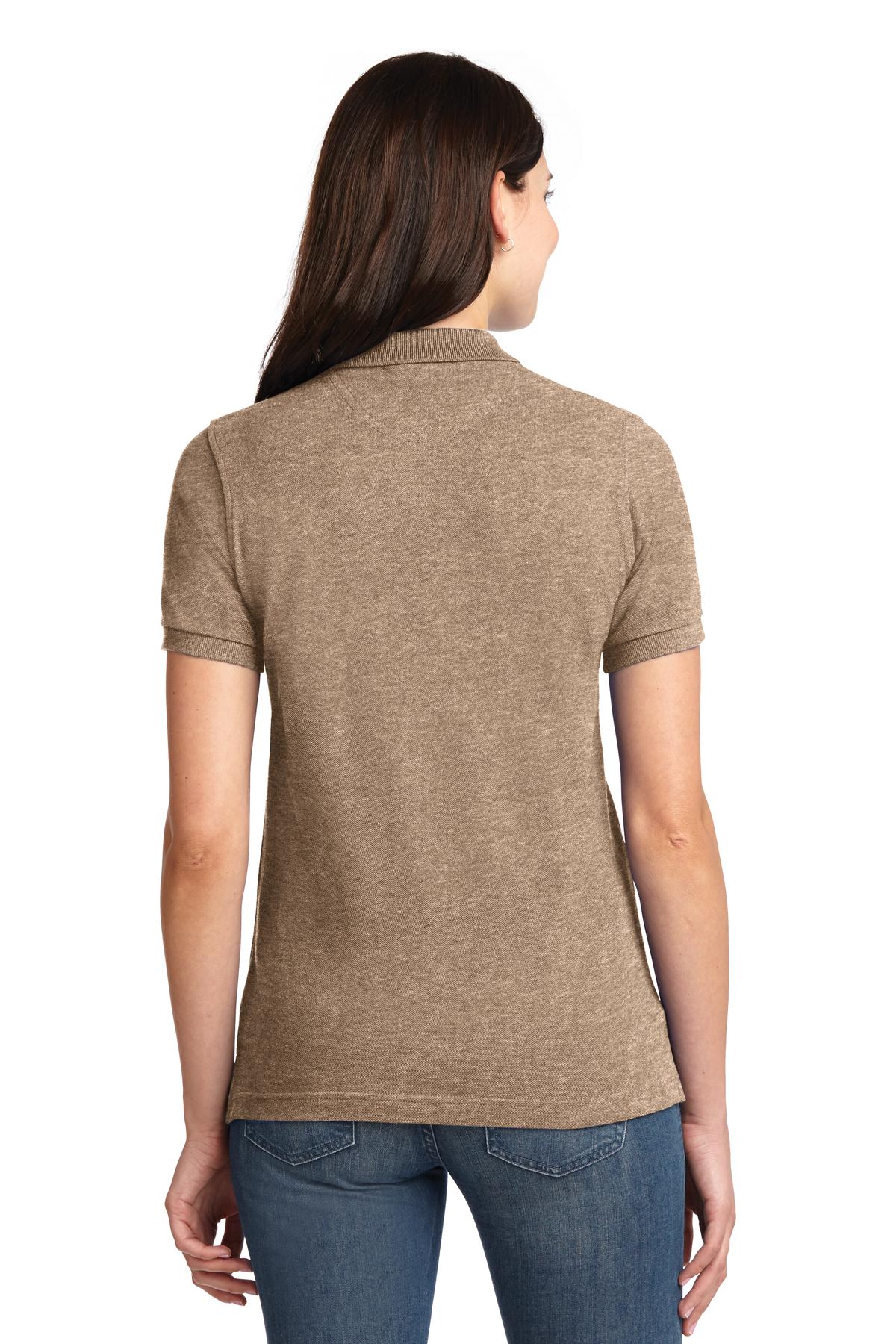 Khaki Heather Port Authority Women's Heavyweight Cotton Pique Polo. L420