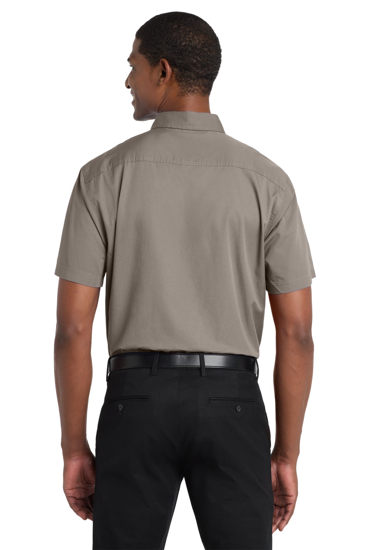 Khaki Port Authority Short Sleeve Twill Shirt. S500T