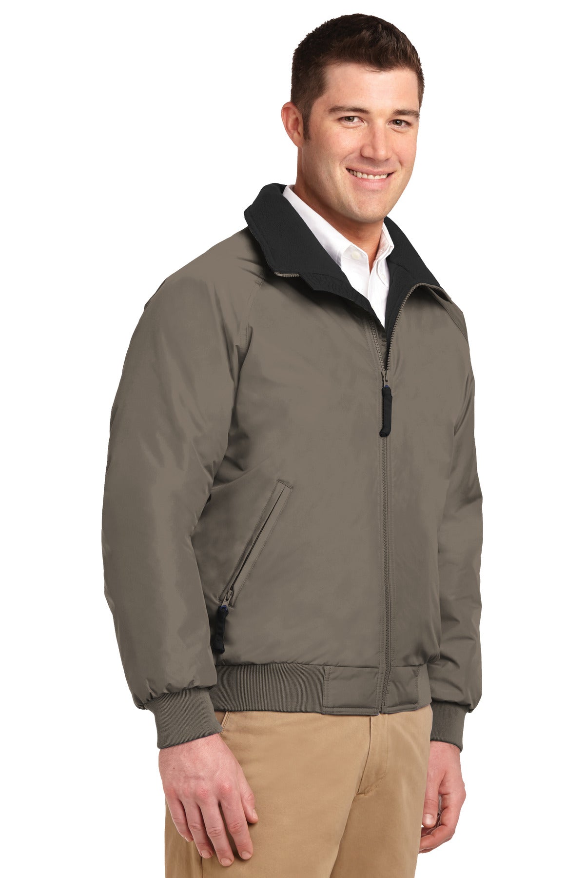 Khaki/True Blk Port Authority Challenger Jacket. J754