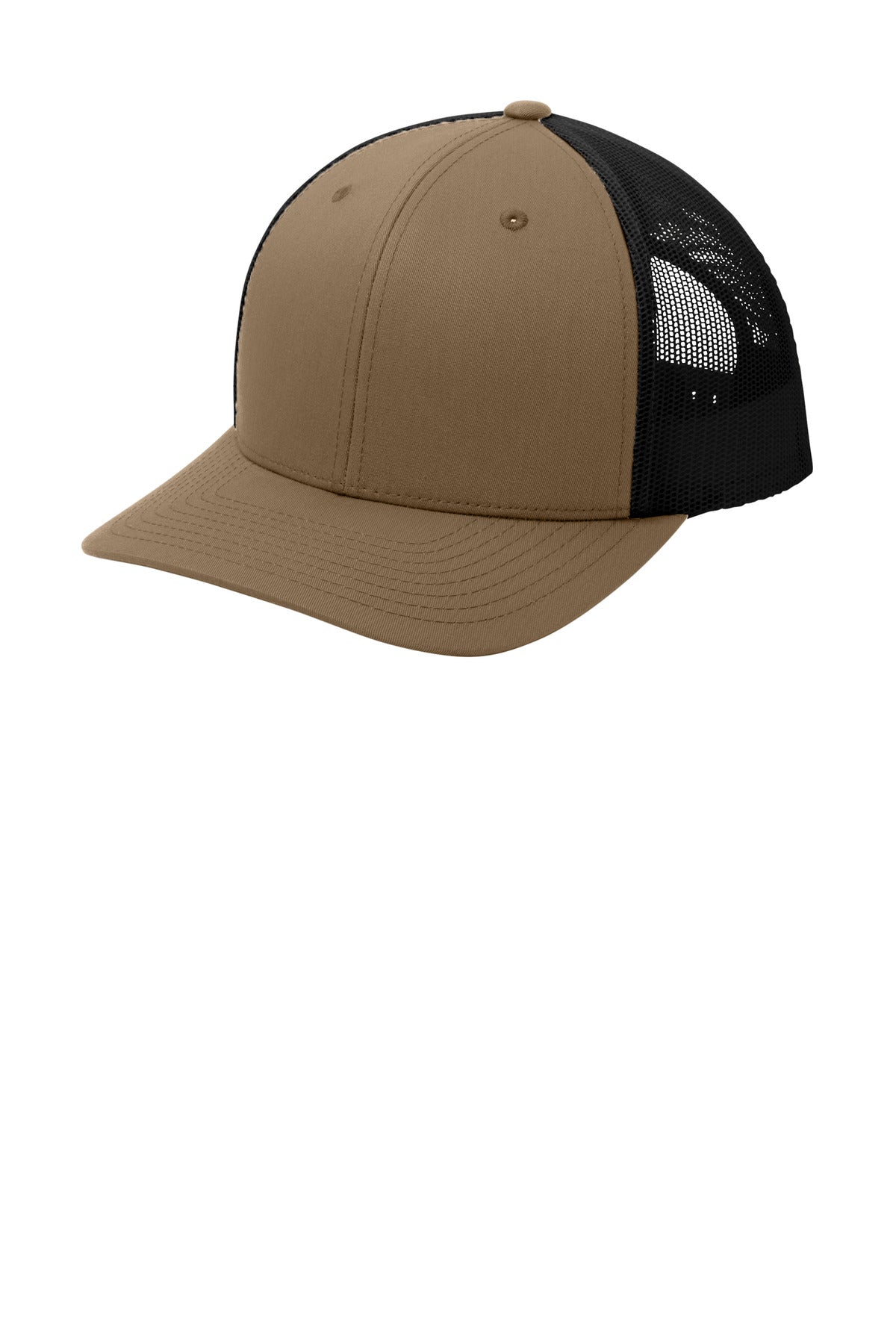 Left View of ElmBrn/Blk Sport-Tek YP Classics Retro Trucker Cap. STC39