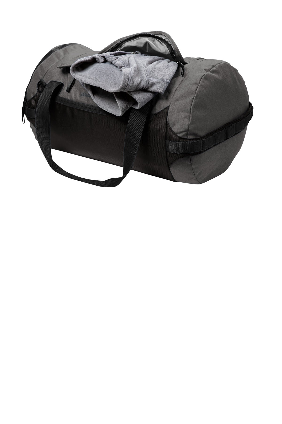 Left View of GStHtr/Blk Eddie Bauer Tour Duffel EB905