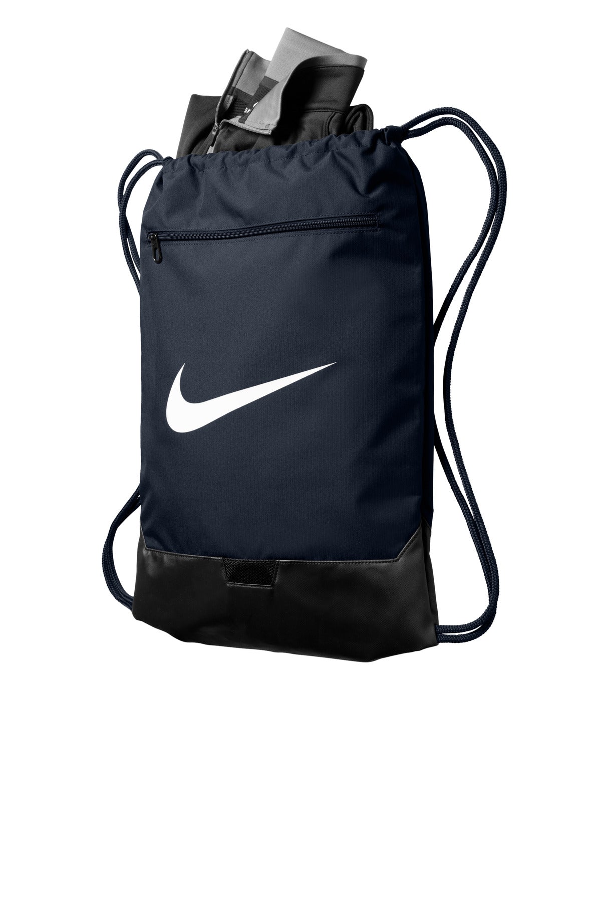 Left View of MdntNavy Nike Brasilia Drawstring Pack NKDM3978