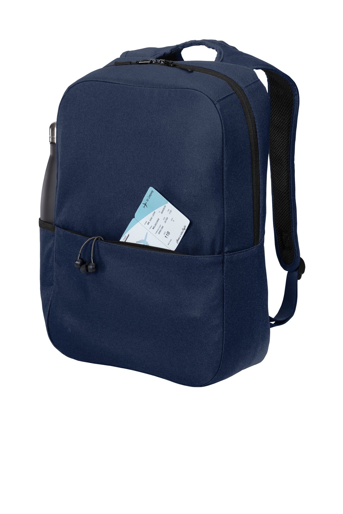 Left View of River Blue Nvy Port Authority Access Square Backpack. BG218