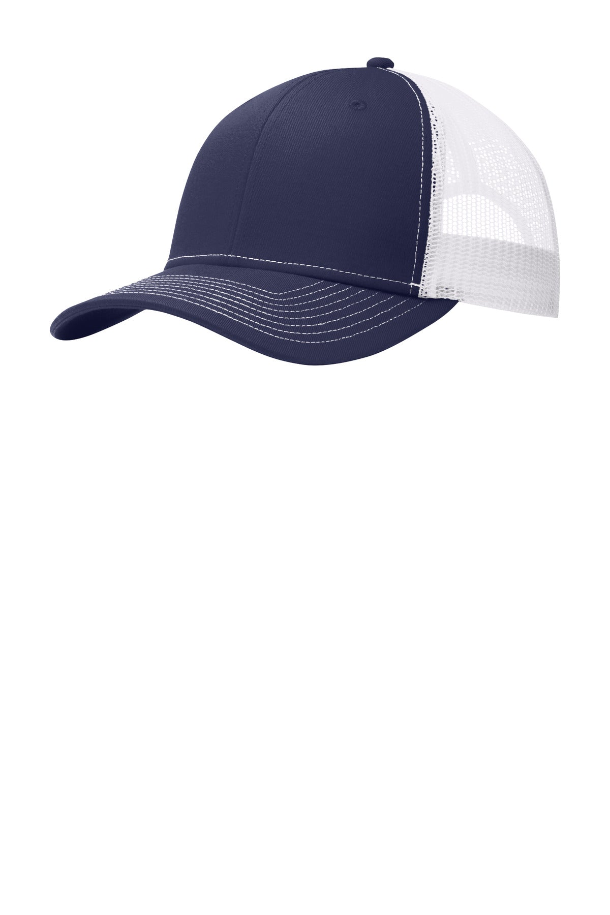 Left View of TrNv/White Port Authority Snapback Trucker Cap. C112