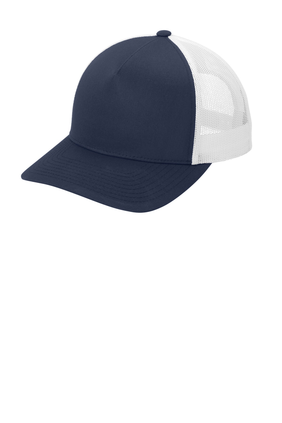 Left View of TrNv/White Sport-Tek YP Classics Retro Trucker 5-Panel Cap STC54