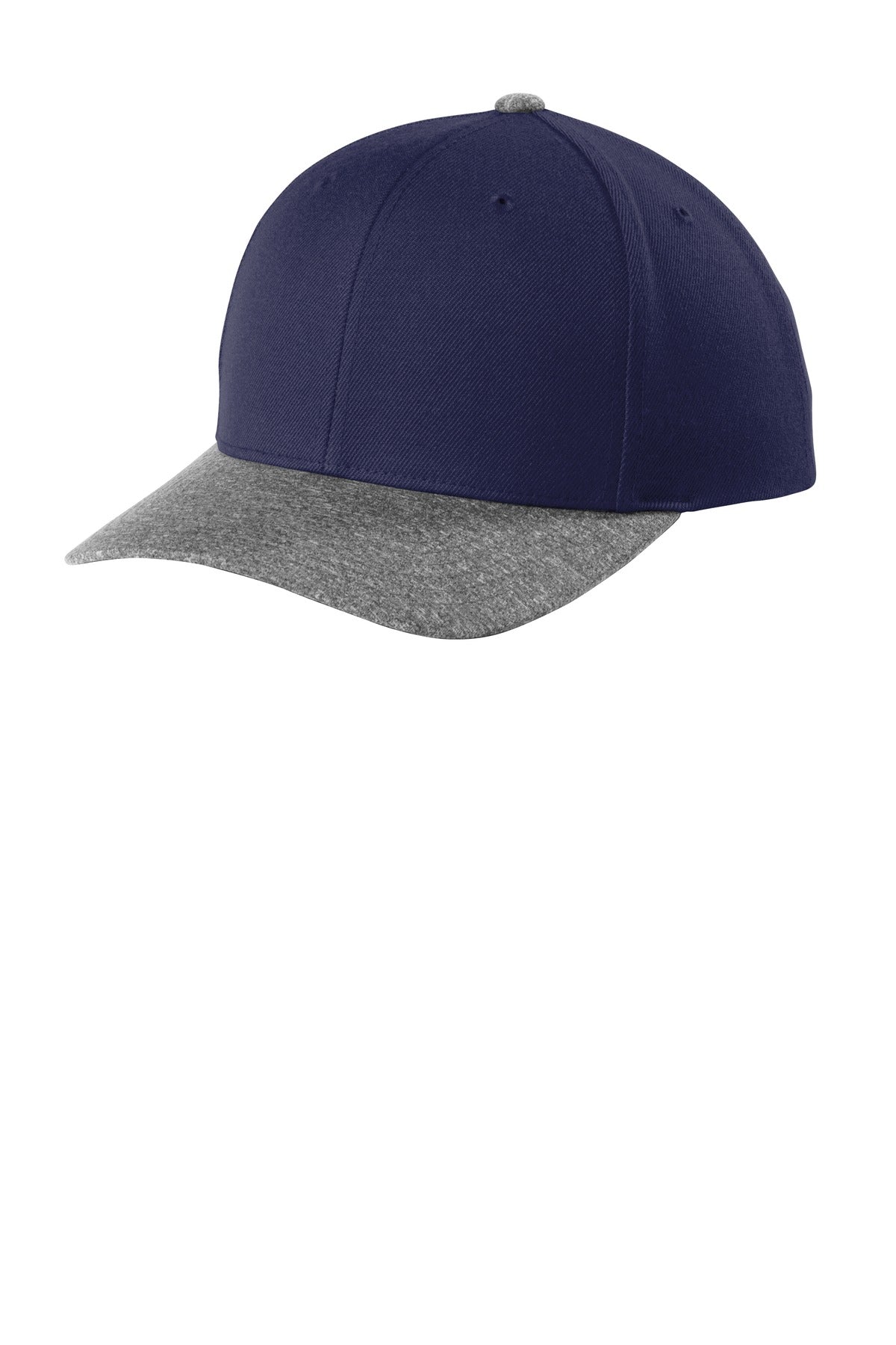 Left View of True Navy/GyHe Sport-Tek YP Classics Curve Bill Snapback Cap. STC43