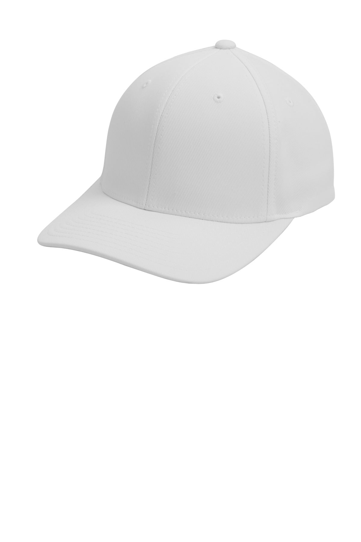 Left View of White Sport-Tek Flexfit Performance Solid Cap. STC17
