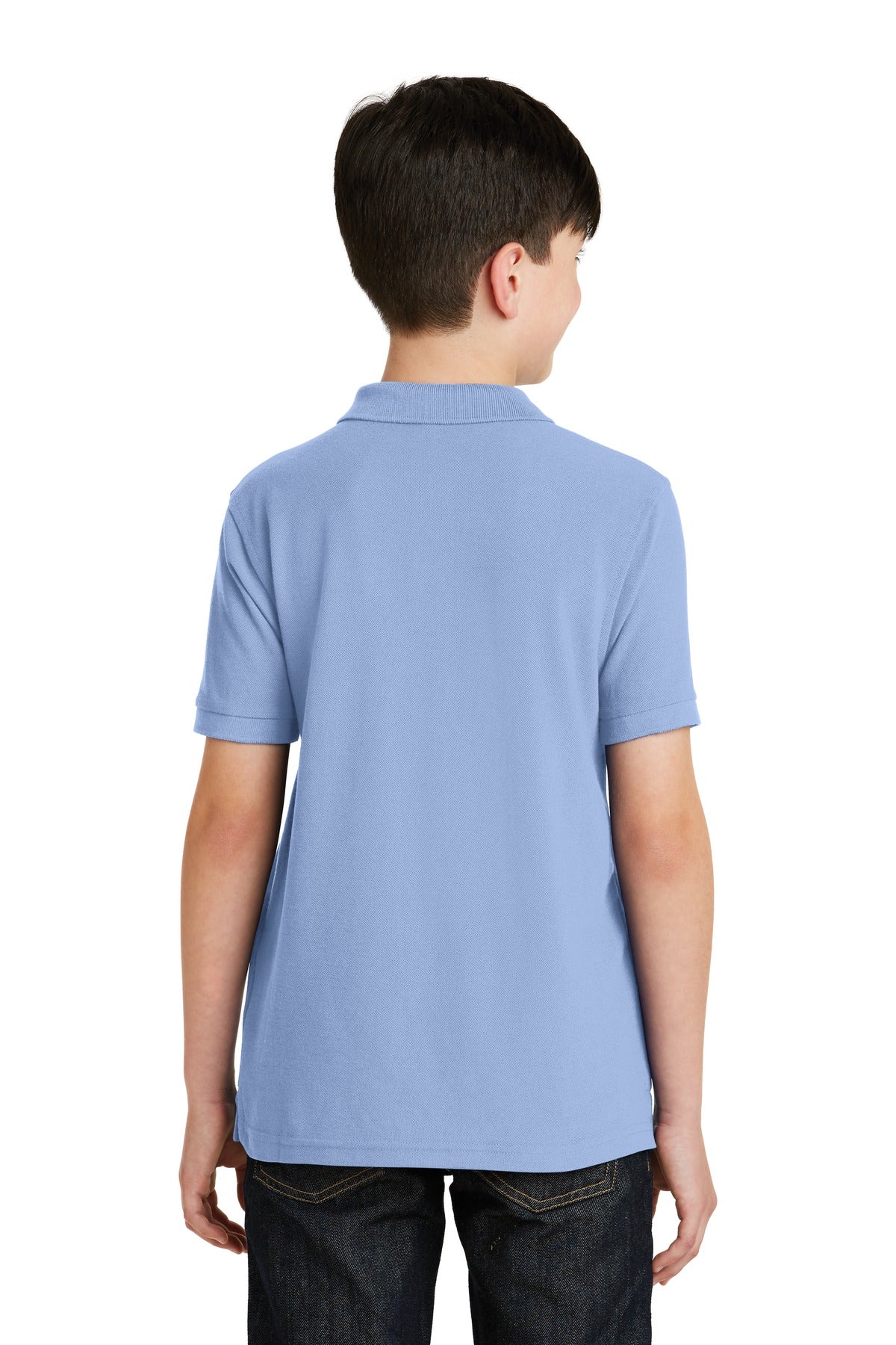 Light Blue Port Authority Youth Silk Touch Polo. Y500
