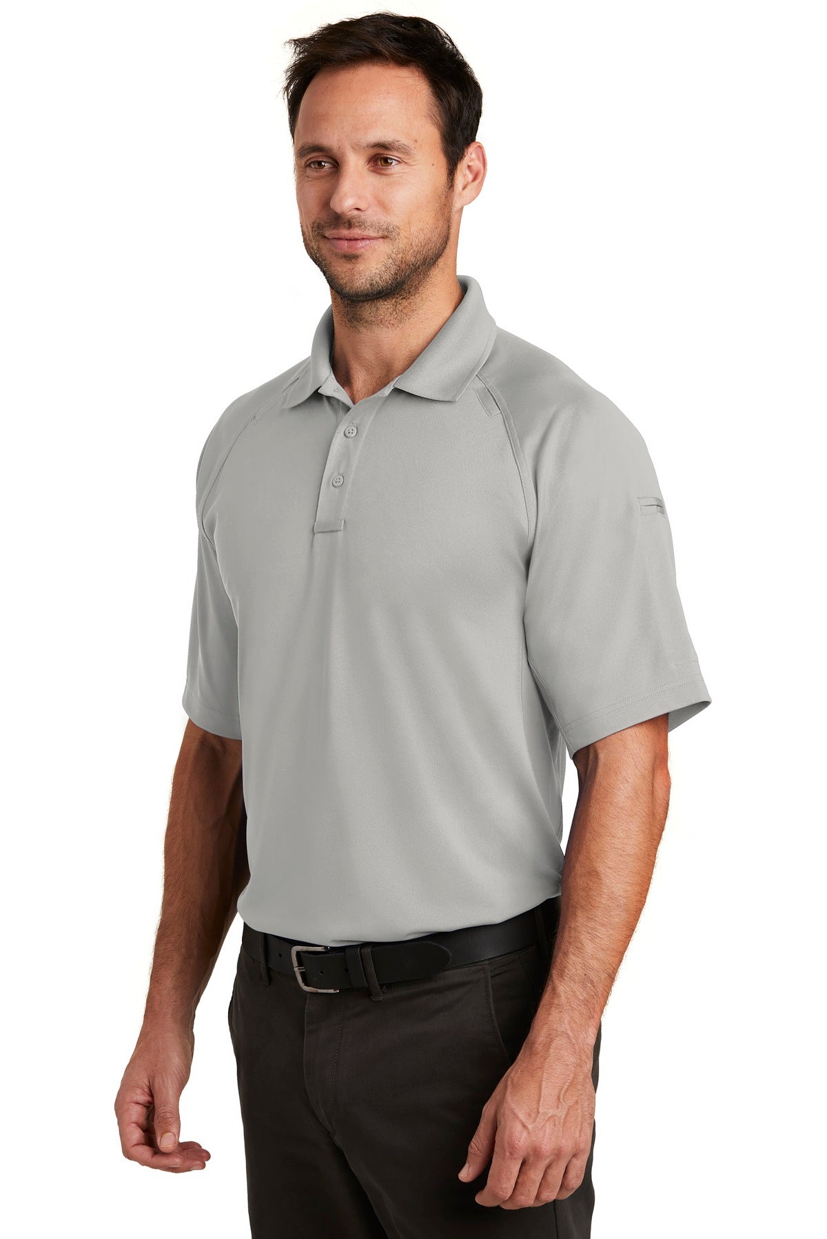 Light Grey CornerStone Select Lightweight Snag-Proof Tactical Polo. CS420