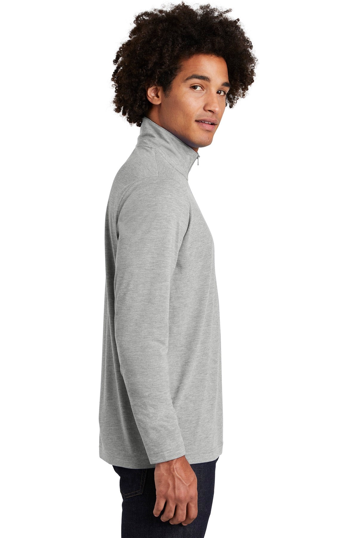 Light Grey Hth Sport-Tek PosiCharge Tri-Blend Wicking 1/4-Zip Pullover. ST407