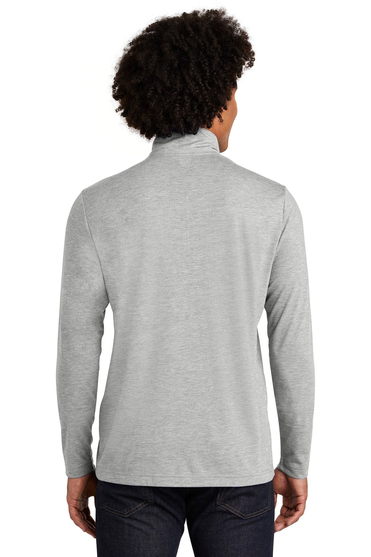Light Grey Hth Sport-Tek PosiCharge Tri-Blend Wicking 1/4-Zip Pullover. ST407