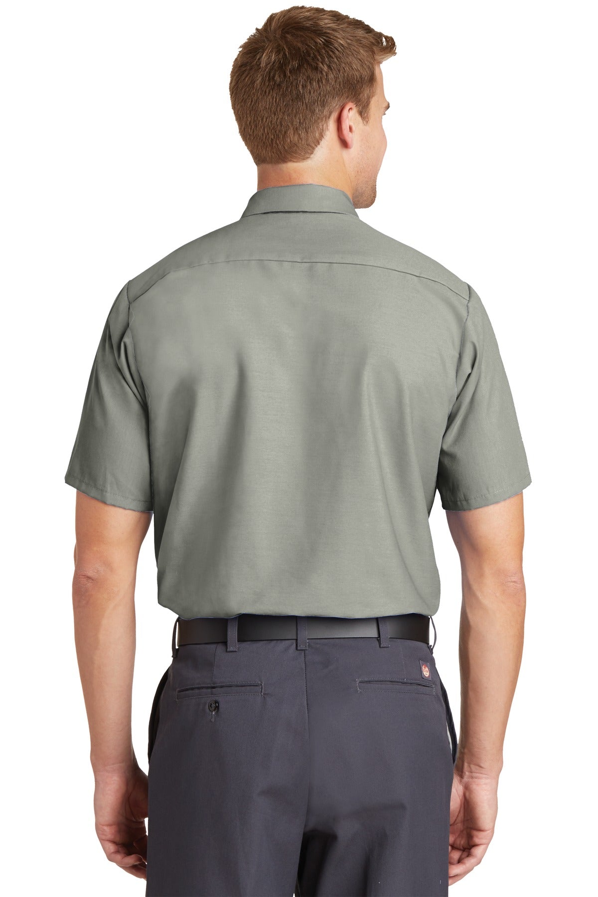Light Grey Red Kap Long Size, Short Sleeve Industrial Work Shirt. SP24LONG