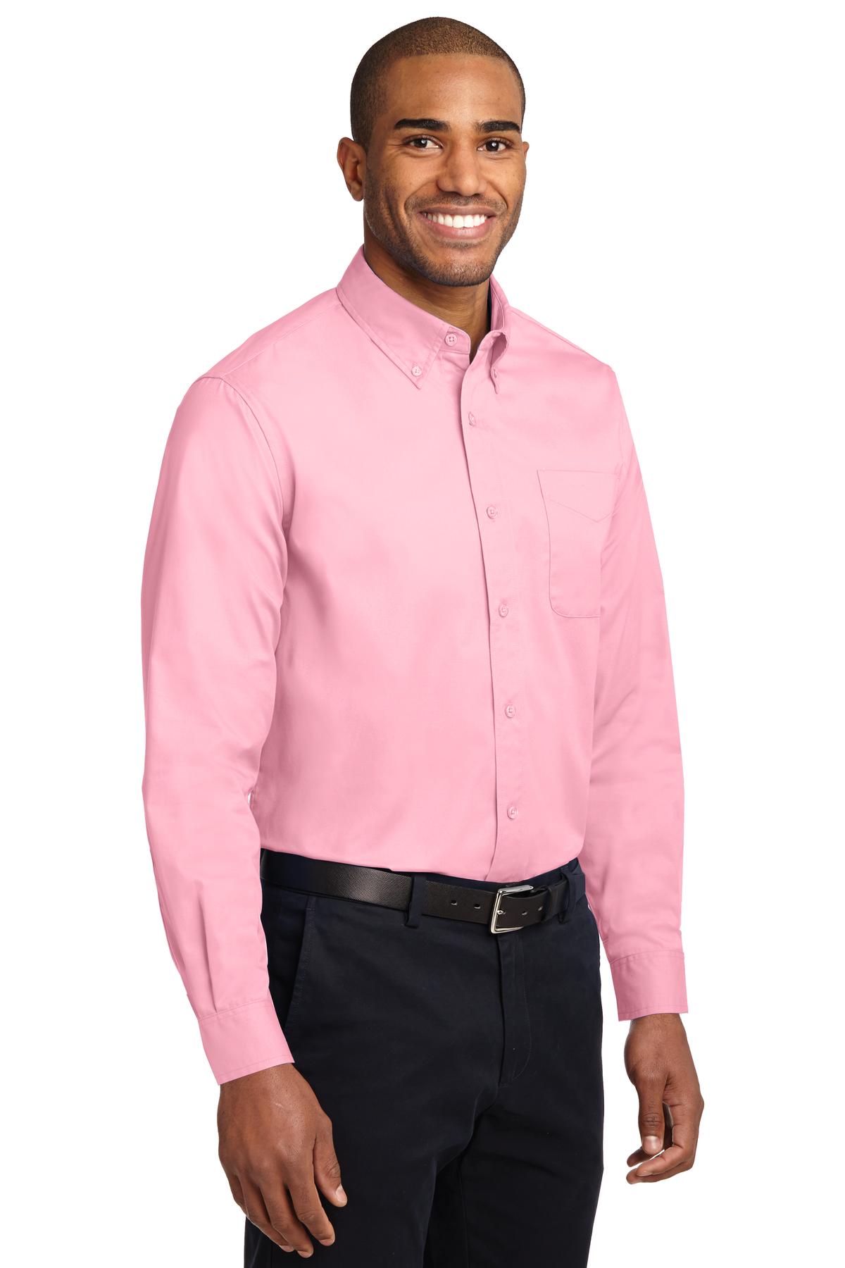 Light Pink Port Authority Extended Size Long Sleeve Easy Care Shirt S608ES