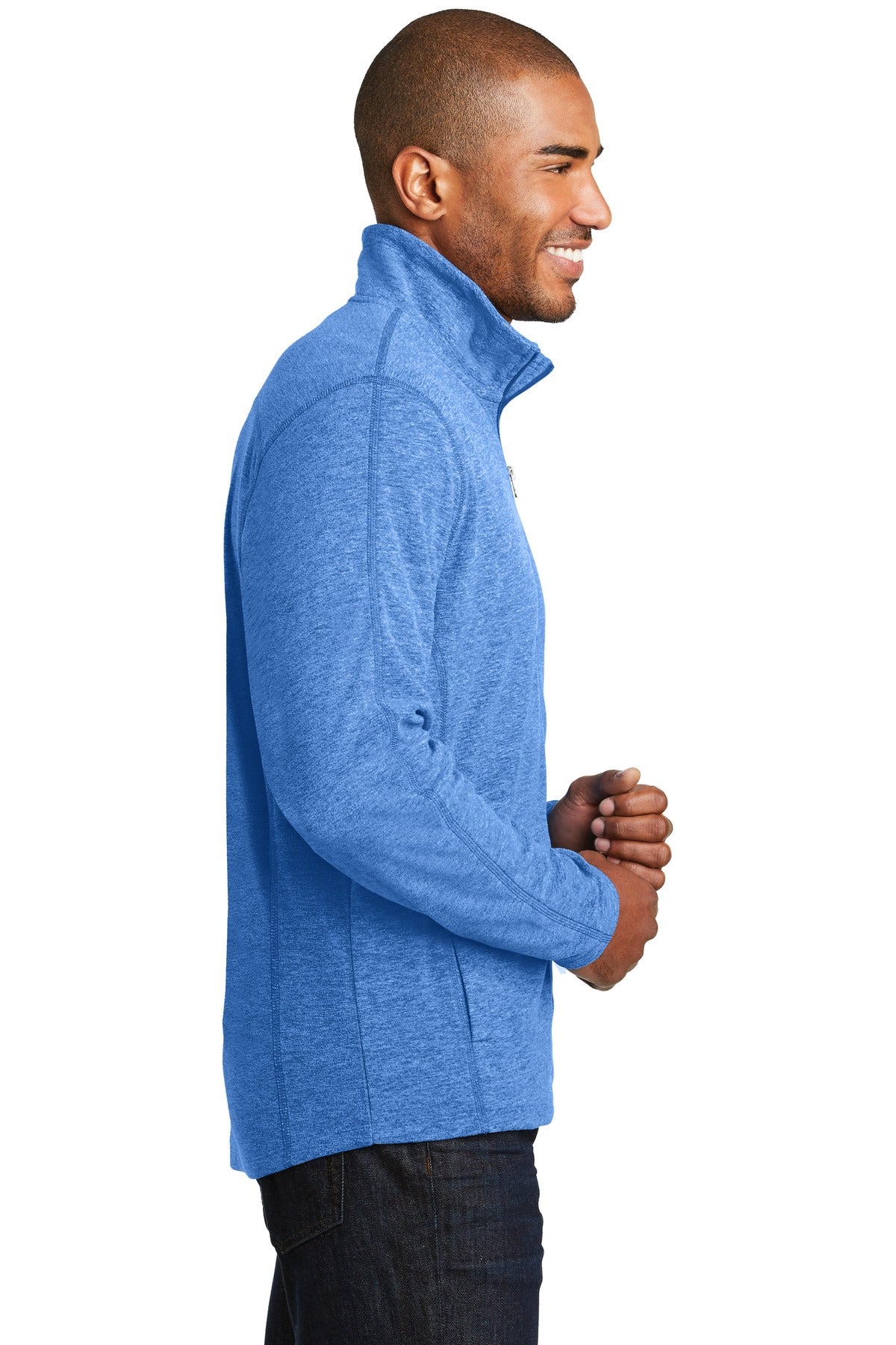 Light Royal He Port Authority Heather Microfleece Full-Zip Jacket. F235