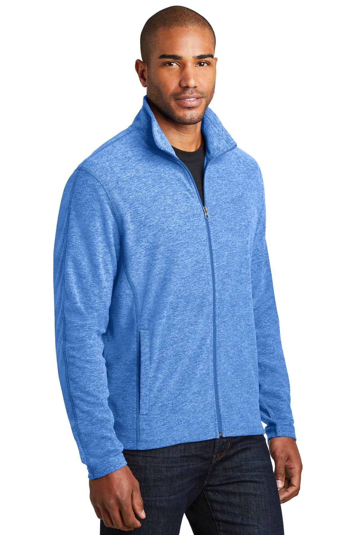 Light Royal He Port Authority Heather Microfleece Full-Zip Jacket. F235