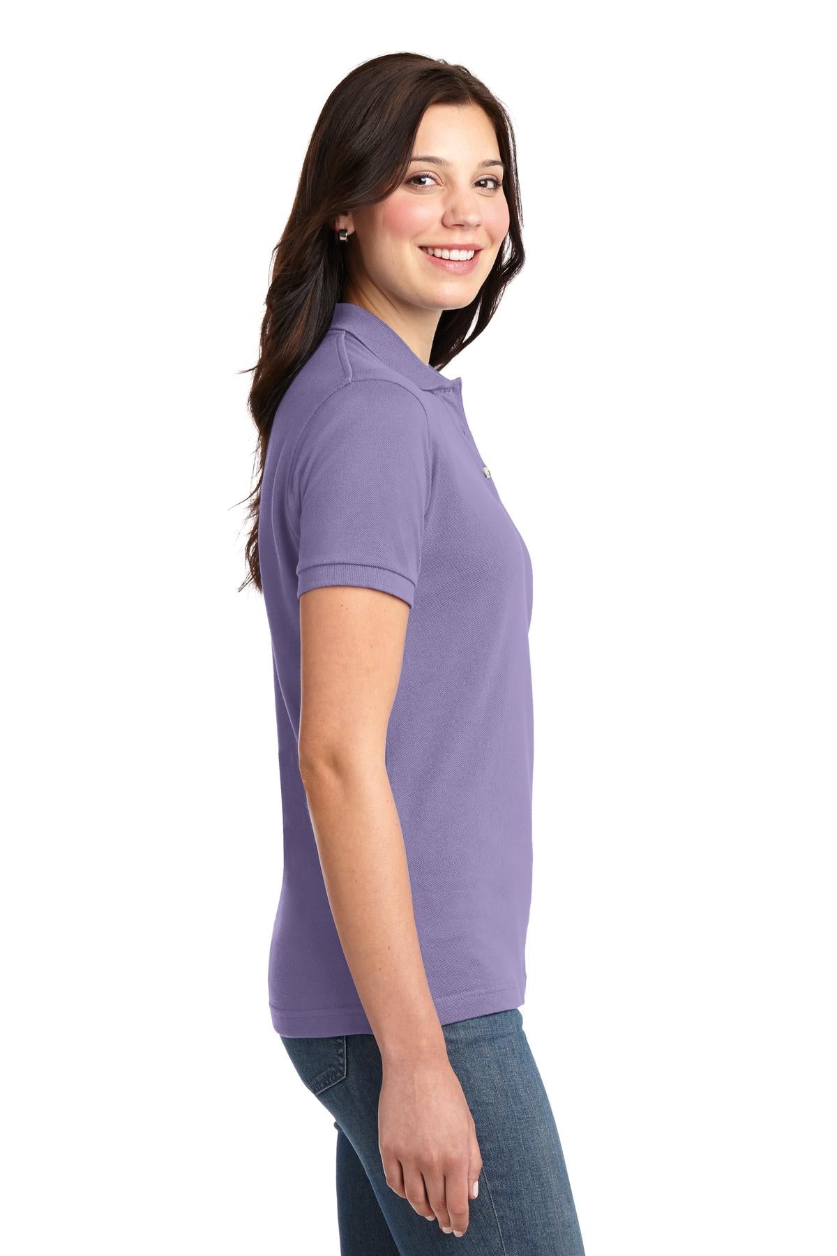 Lilac Port Authority Women's Heavyweight Cotton Pique Polo. L420