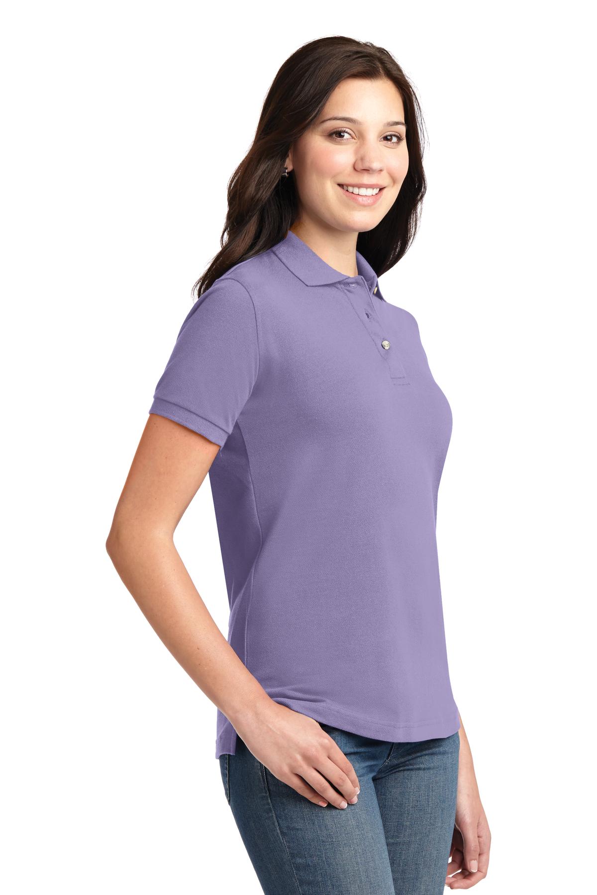 Lilac Port Authority Women's Heavyweight Cotton Pique Polo. L420