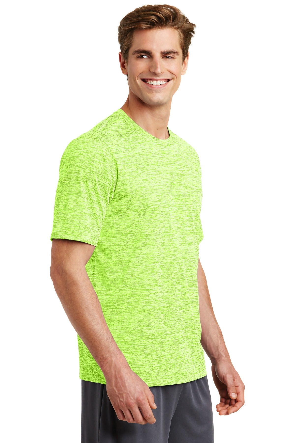 Lime Shock Ele Sport-Tek PosiCharge Electric Heather Tee. ST390