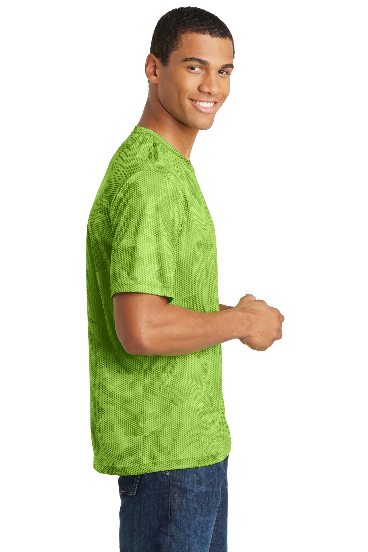 Lime Shock Sport-Tek CamoHex Tee. ST370