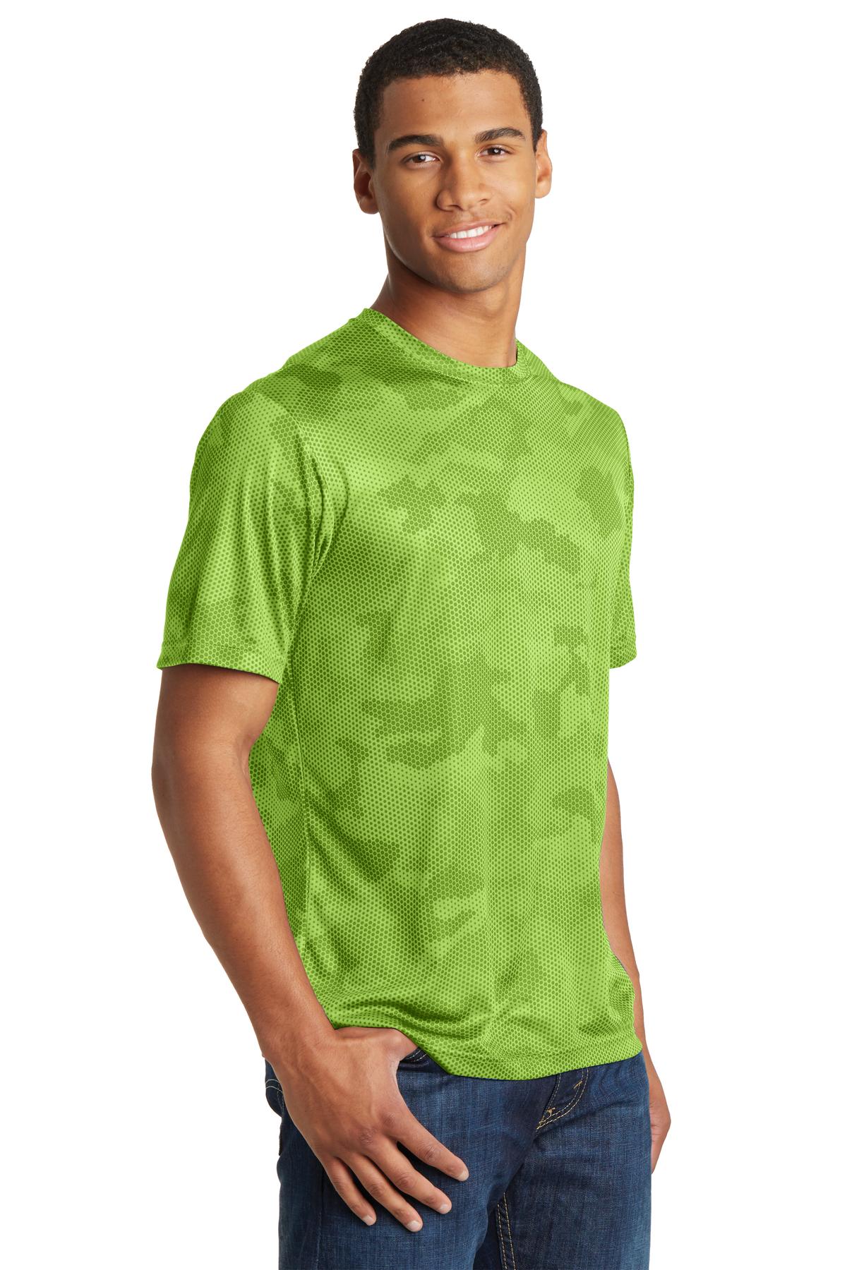 Lime Shock Sport-Tek CamoHex Tee. ST370