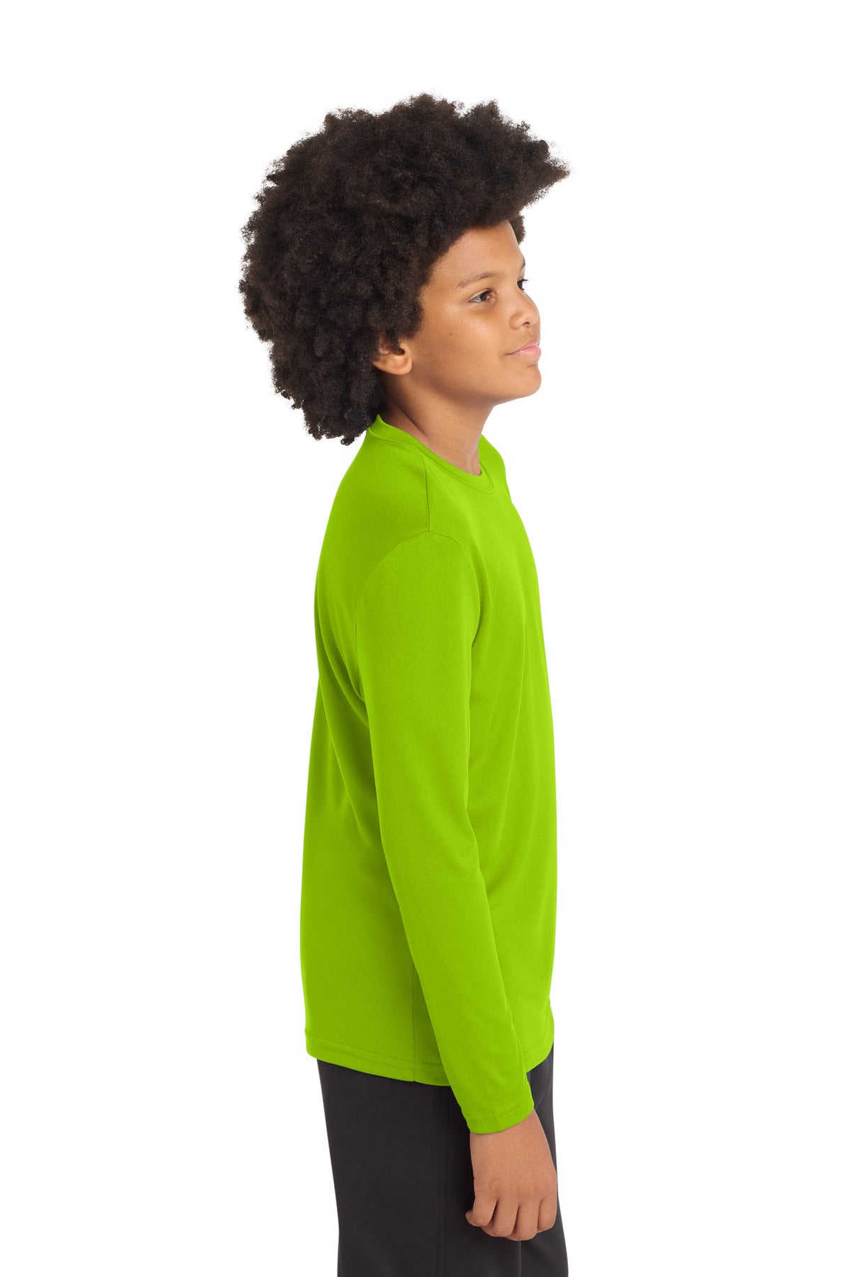 Lime Shock Sport-Tek Youth Long Sleeve PosiCharge Competitor Tee. YST350LS