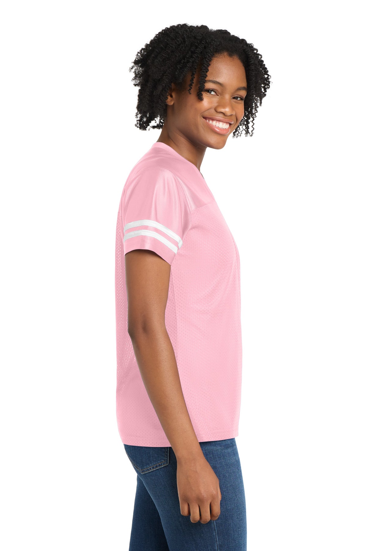 Lt Pink/White Sport-Tek Women's PosiCharge Replica Jersey. LST307