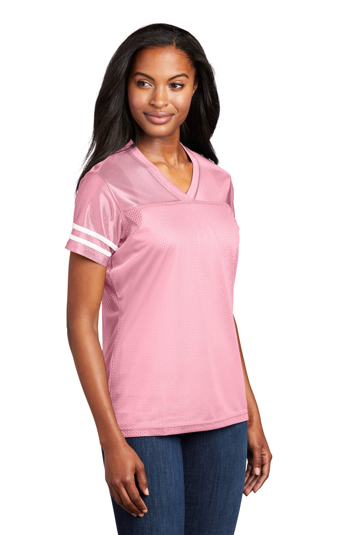 Lt Pink/White Sport-Tek Women's PosiCharge Replica Jersey. LST307