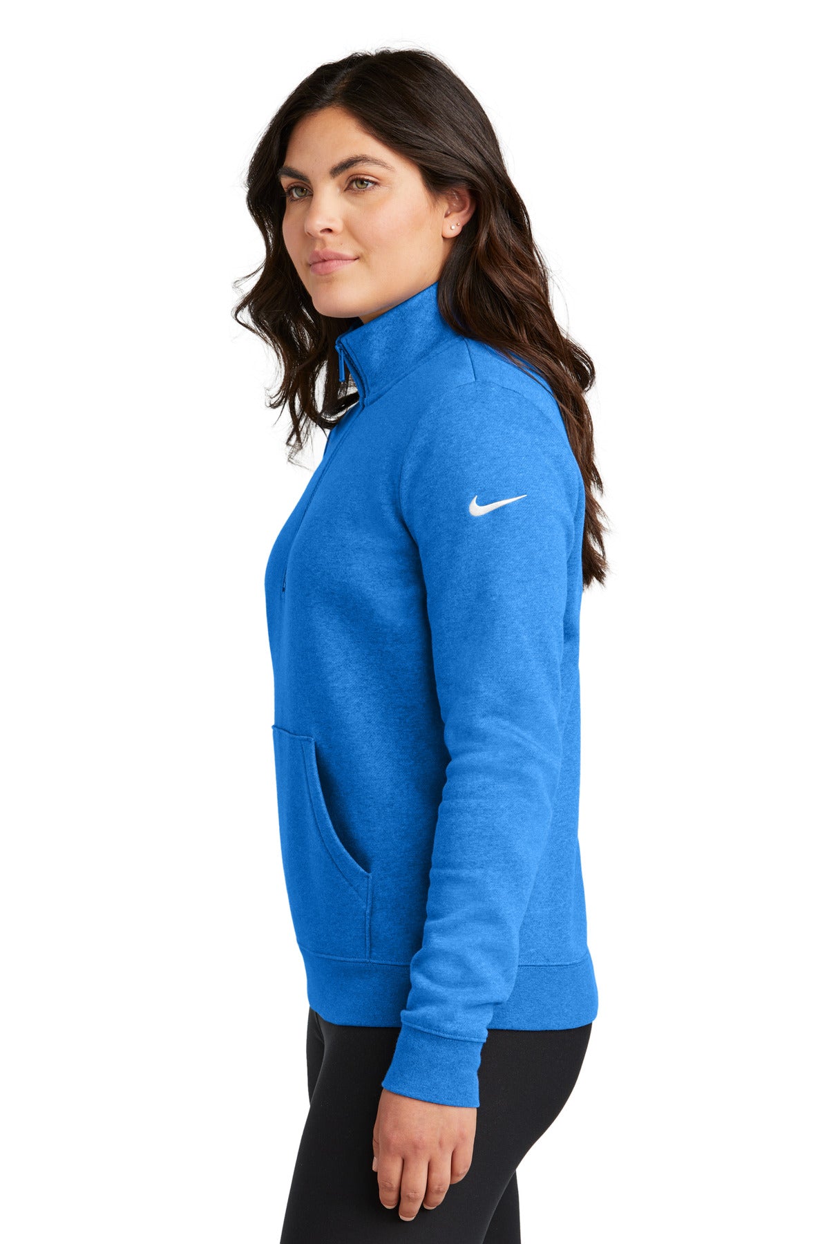 LtGameRyHt Nike Women's Club Fleece Sleeve Swoosh 1/2-Zip NKDX6720