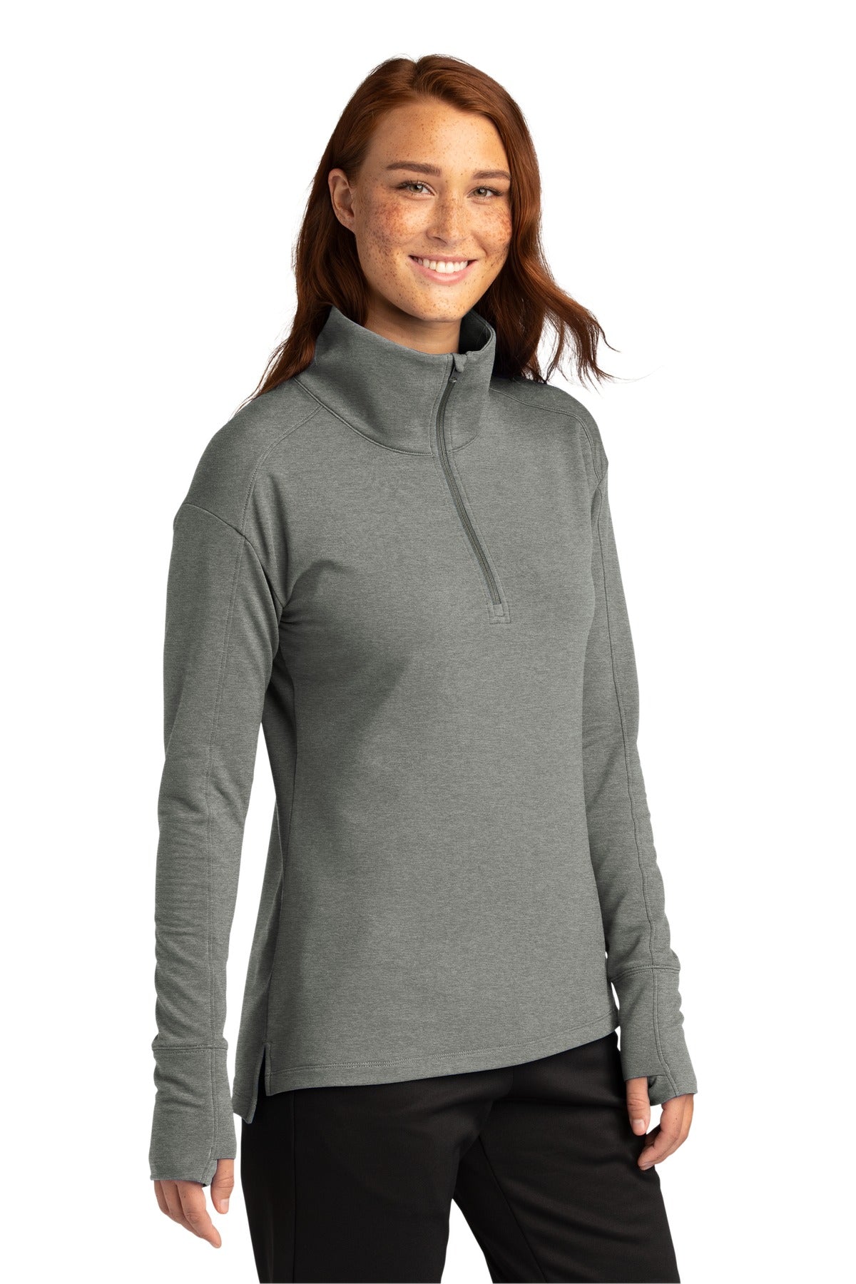 LtGreyHt Sport-Tek Women's Sport-Wick Flex Fleece 1/4-Zip. LST561