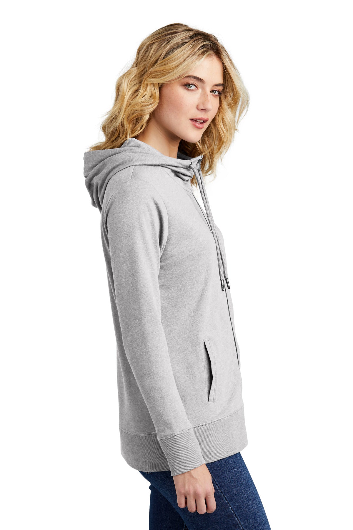 LtHtGry District Women's Featherweight French Terry Full-Zip Hoodie DT673