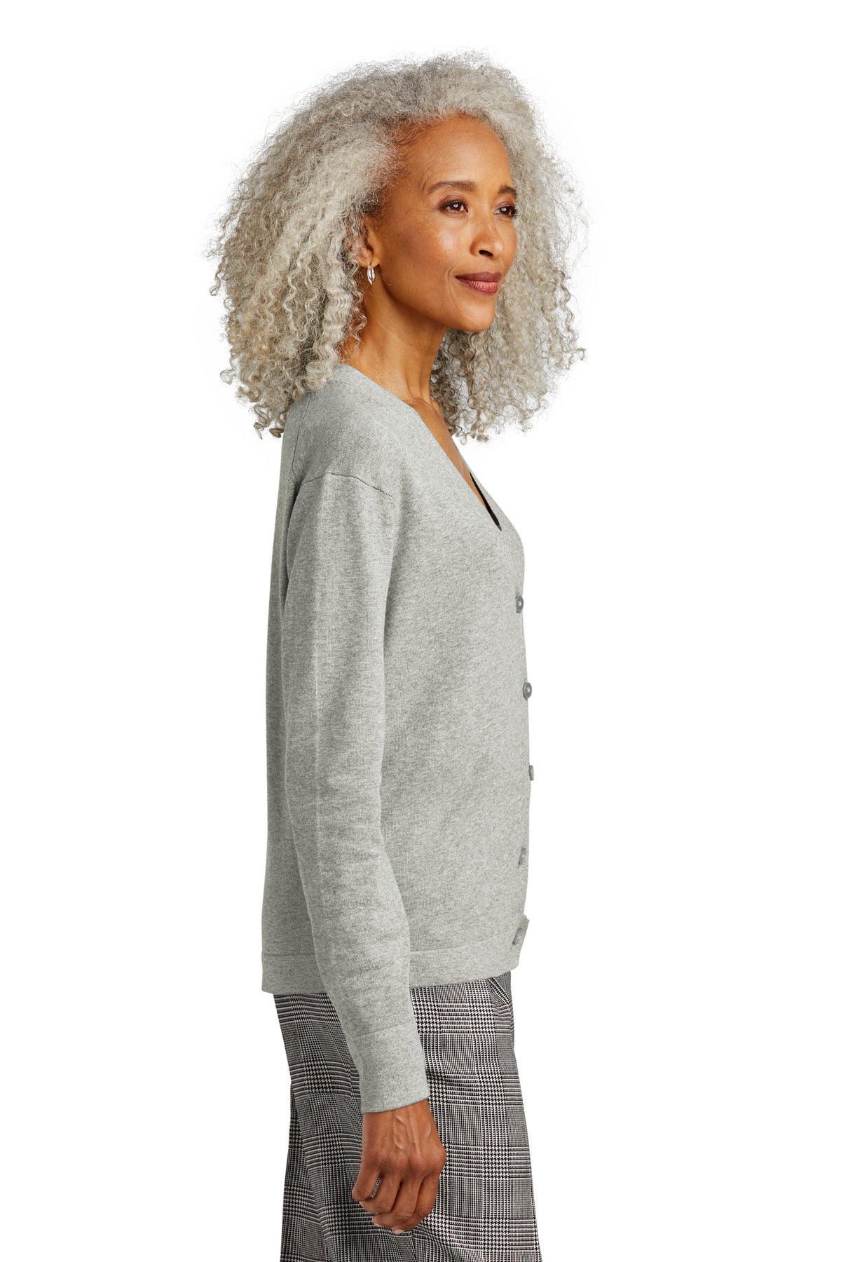 LtShdGyHtr Brooks Brothers Women's Cotton Stretch Cardigan Sweater BB18405