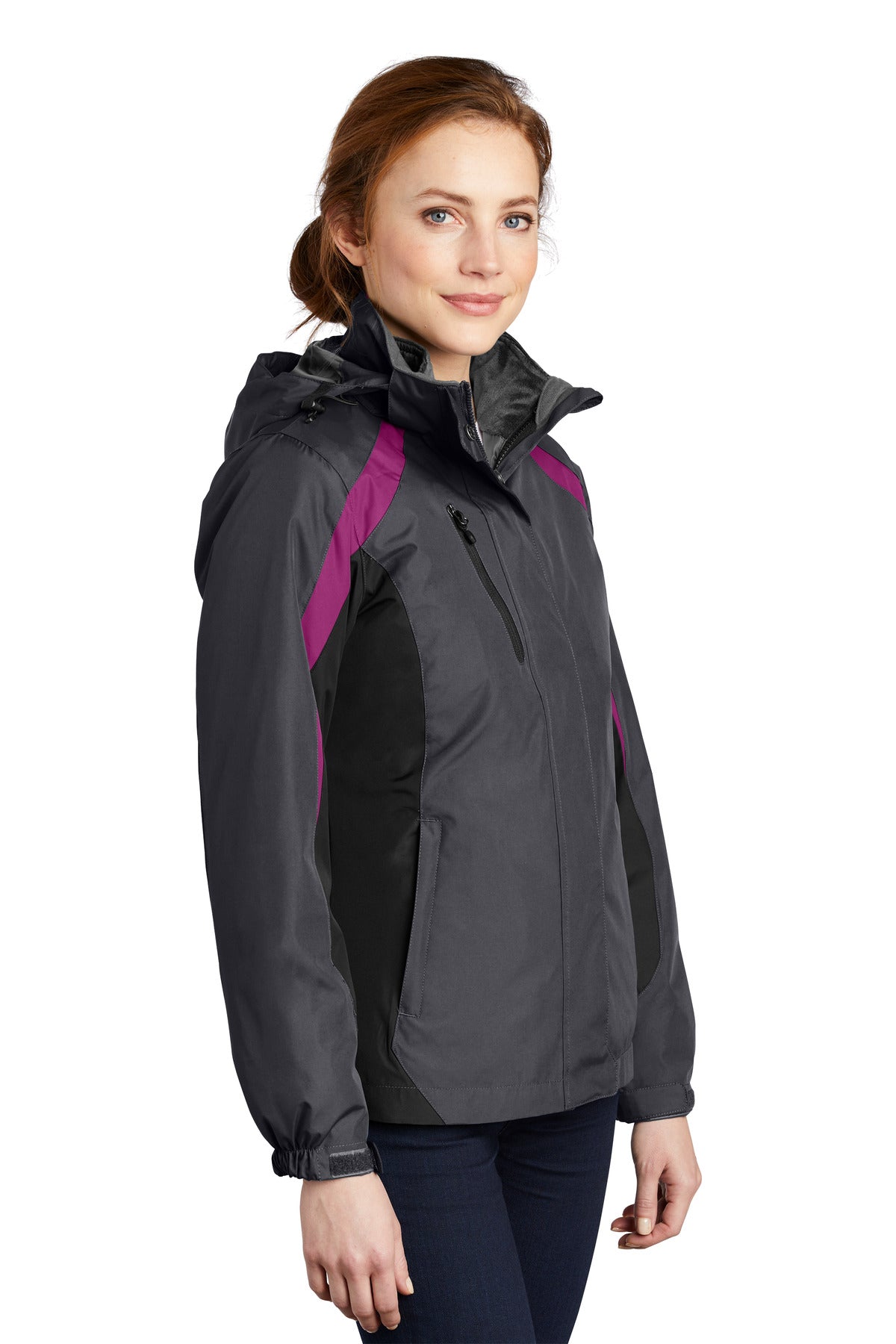Mag Gy/Blk/Bry Port Authority Women's Colorblock 3-in-1 Jacket. L321