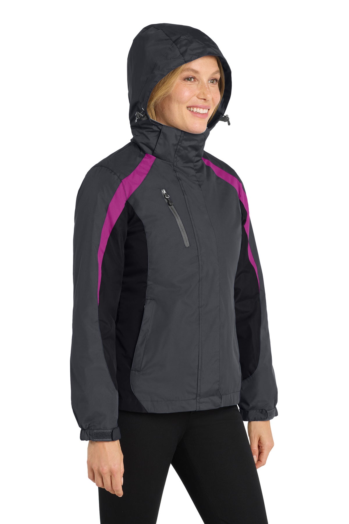 Mag Gy/Blk/Bry Port Authority Women's Colorblock 3-in-1 Jacket. L321
