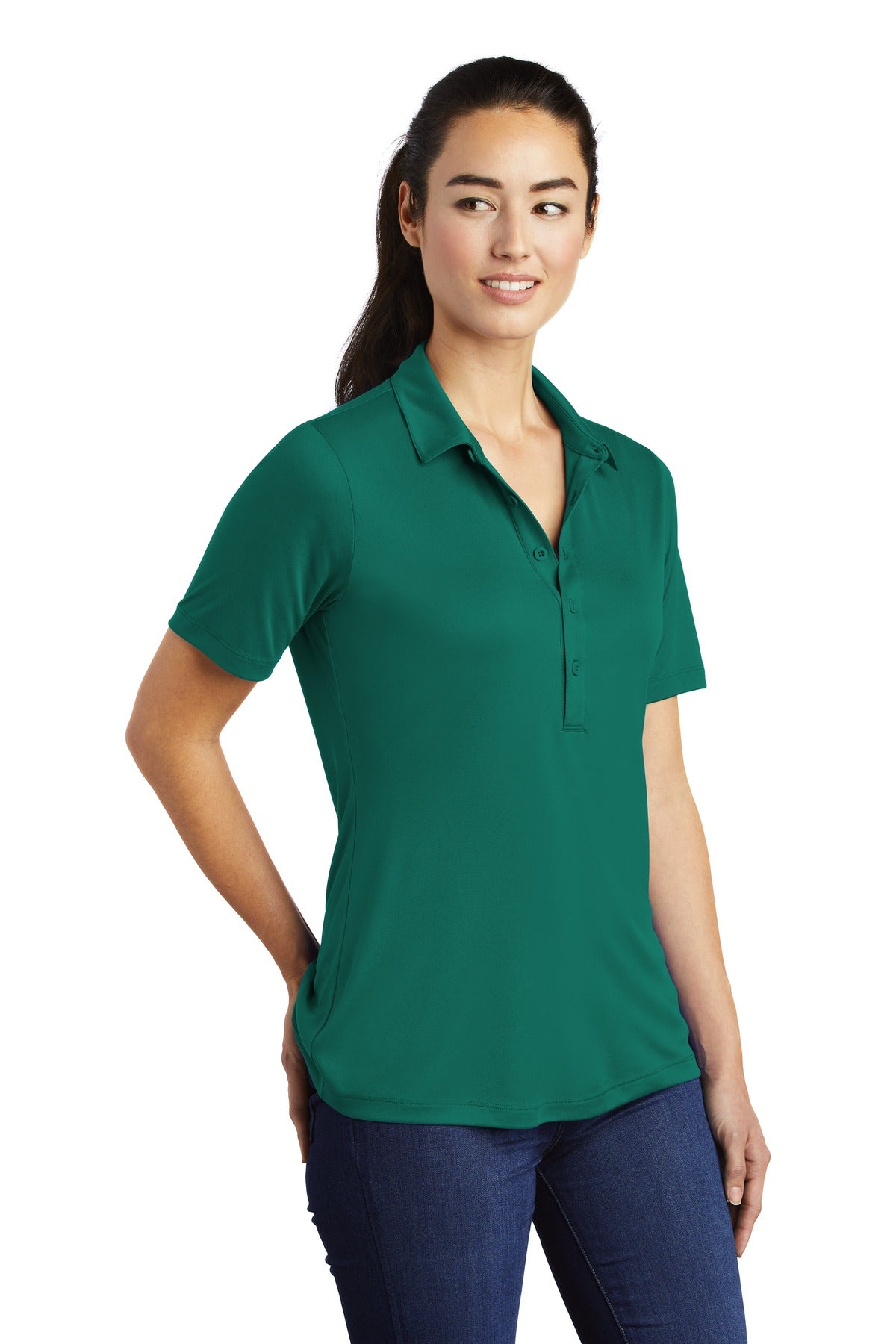 Marine Green Sport-Tek Women's Posi-UV Pro Polo. LST520