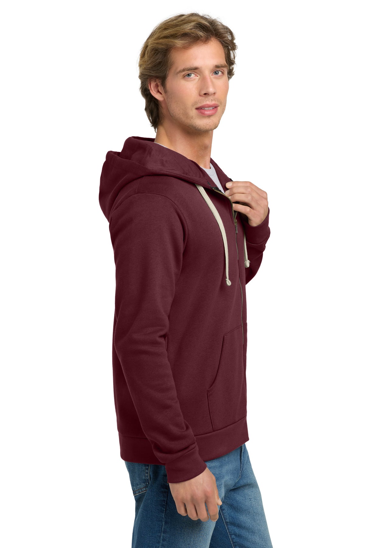 Maroon Next Level Apparel Adult Santa Barbara Zip Hoodie. NL9602