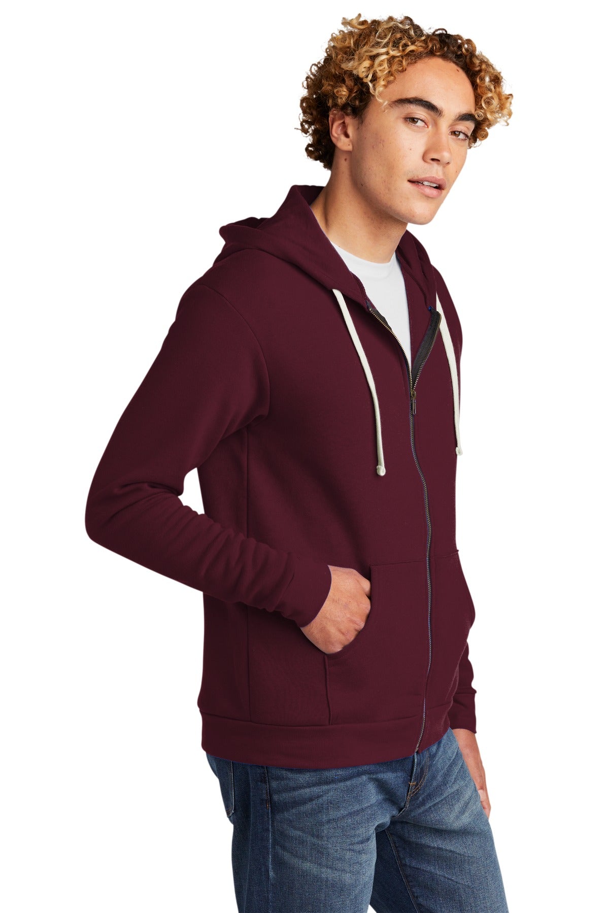 Maroon Next Level Apparel Adult Santa Barbara Zip Hoodie. NL9602